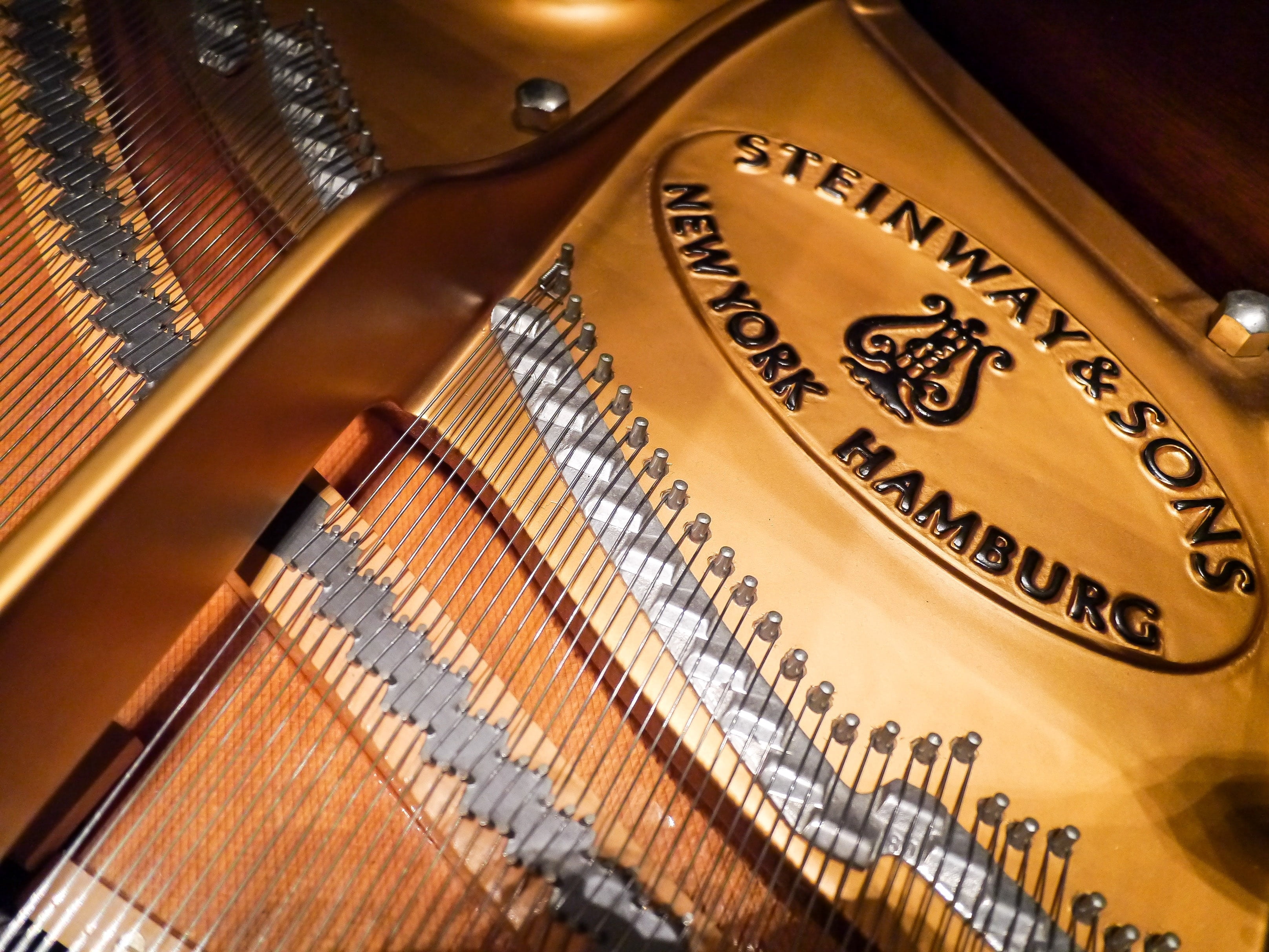musical instrument string, indoors, finance, wood - material, close-up, musical instrument, arts culture and entertainment, staircase, luxury, consumerism, HD Wallpaper