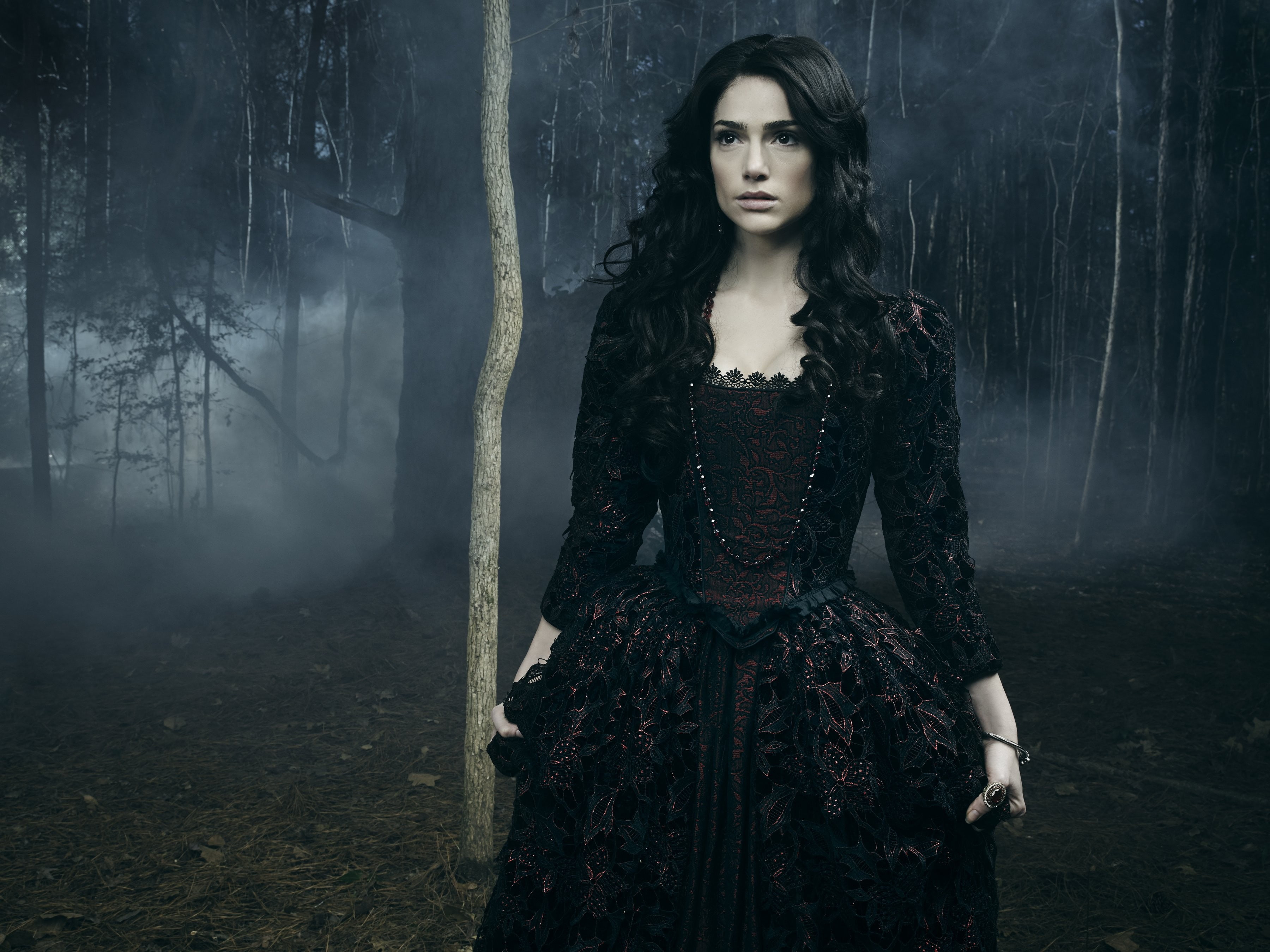 evil, witch, Mary Sibley, emissary of evil, TV series, Salem, brunette, darkness, Janet Montgomery, 2K, ring, HD Wallpaper