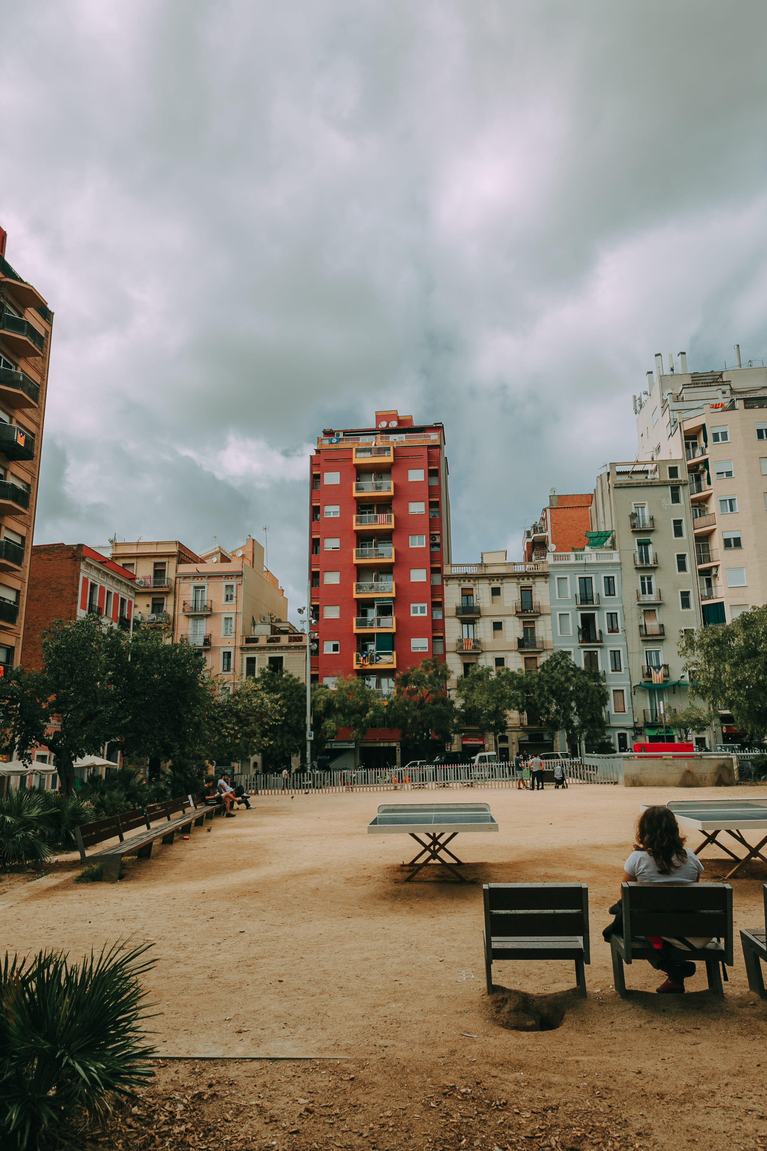 house, chair, color, 2K, building, landscape, sand, photography, cloud - sky, scene, tables, architecture, exterior, sky, town, tourism, travel, business, Phone HD Wallpaper