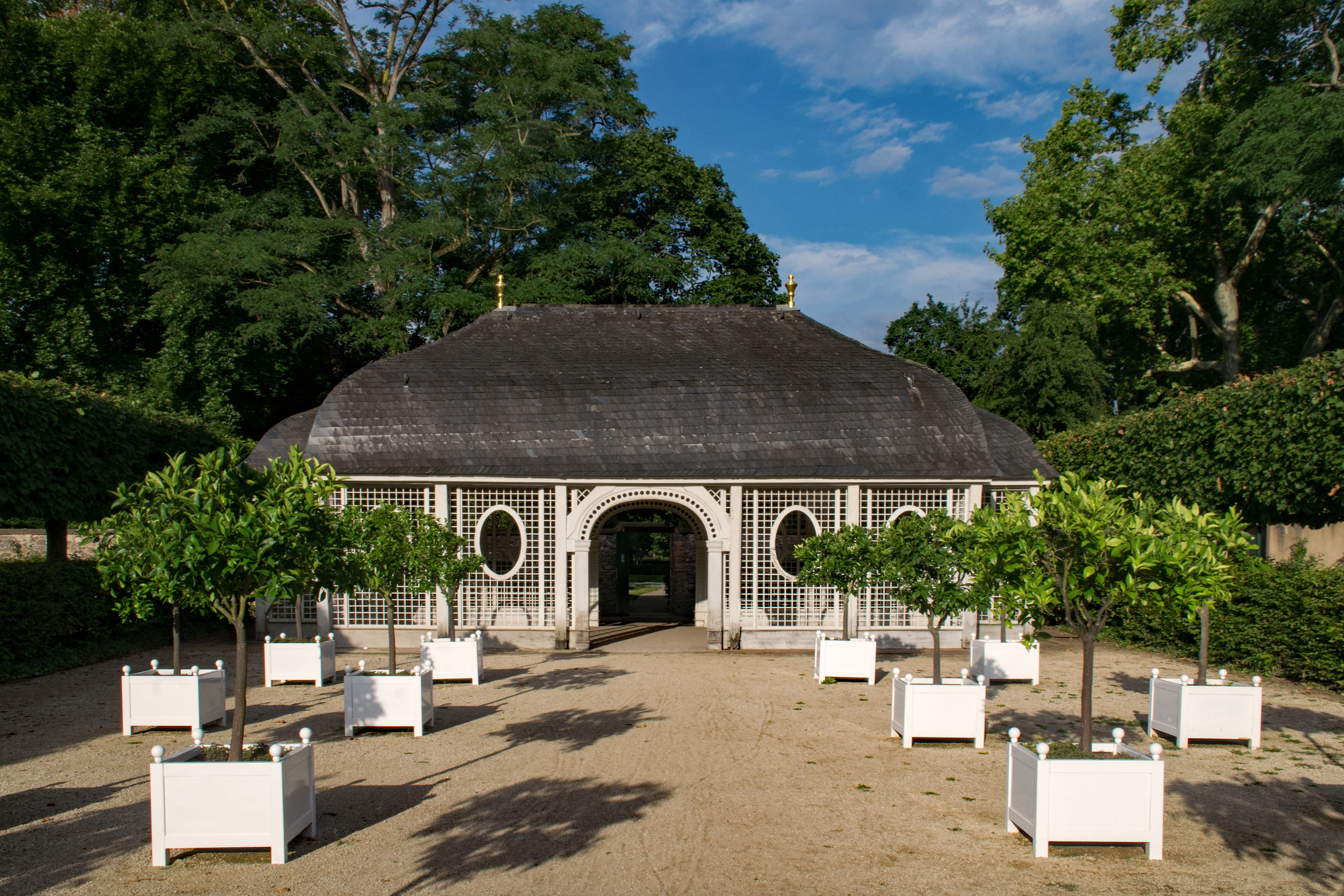 land, sky, seat, Darmstadt, pavilion, luxury, Prince, day, religion, no people, Garden, 5K, cloud - sky, building exterior, tranquil scene, germany, clouds, HD Wallpaper