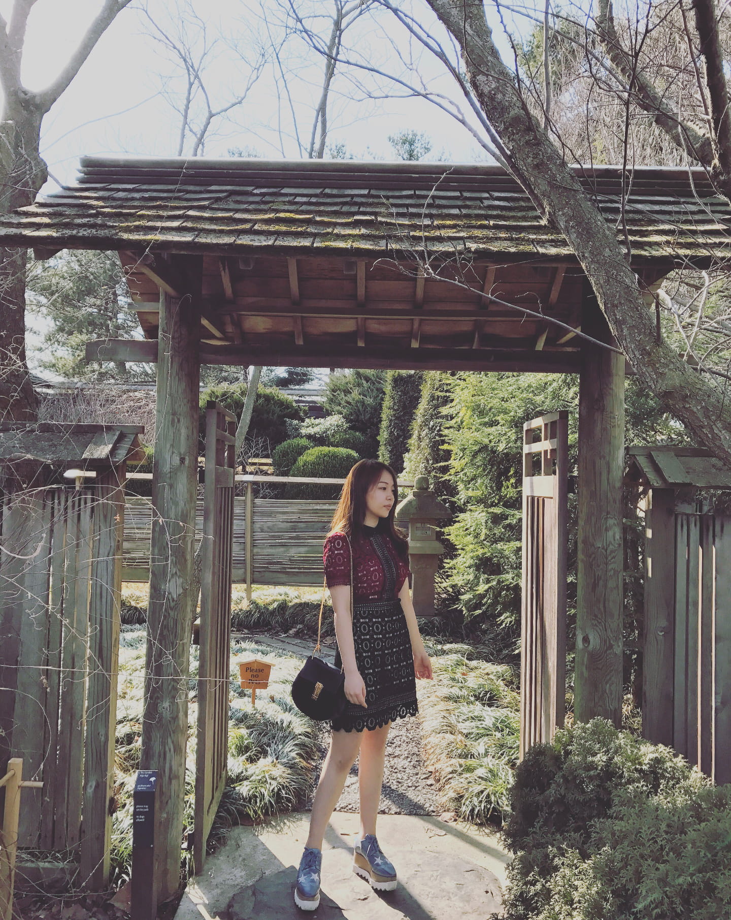 standing, photography, architecture, young adult, real people, plants, maroon, park, nature, plant, front view, shed, garden, dress, young, person, black, Phone HD Wallpaper