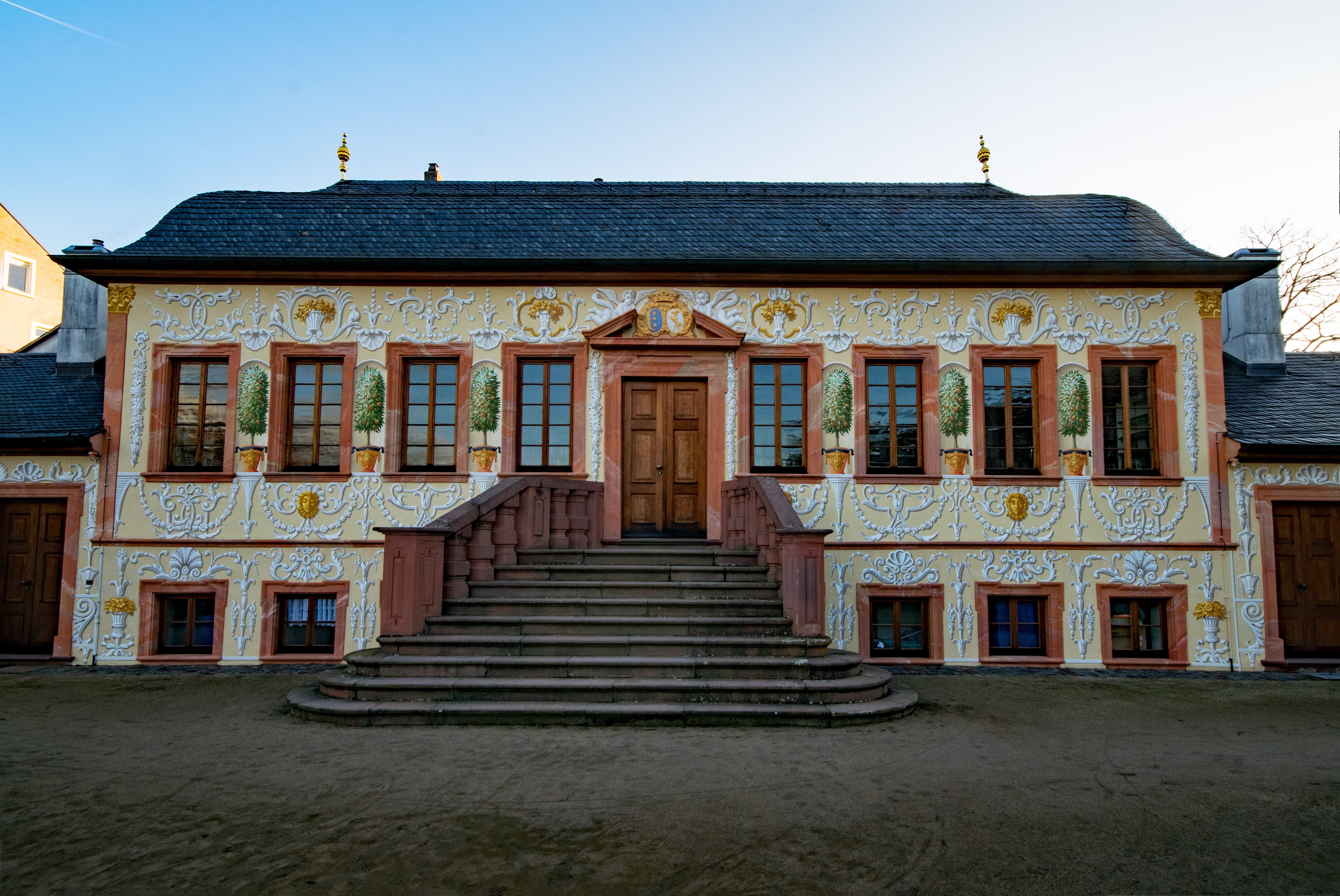entrance, nature, steps and staircases, day, park, no people, house, sky, prettlacksche gartenhaus, places of interest, 5K, Hesse, prince georgs-garden, HD Wallpaper