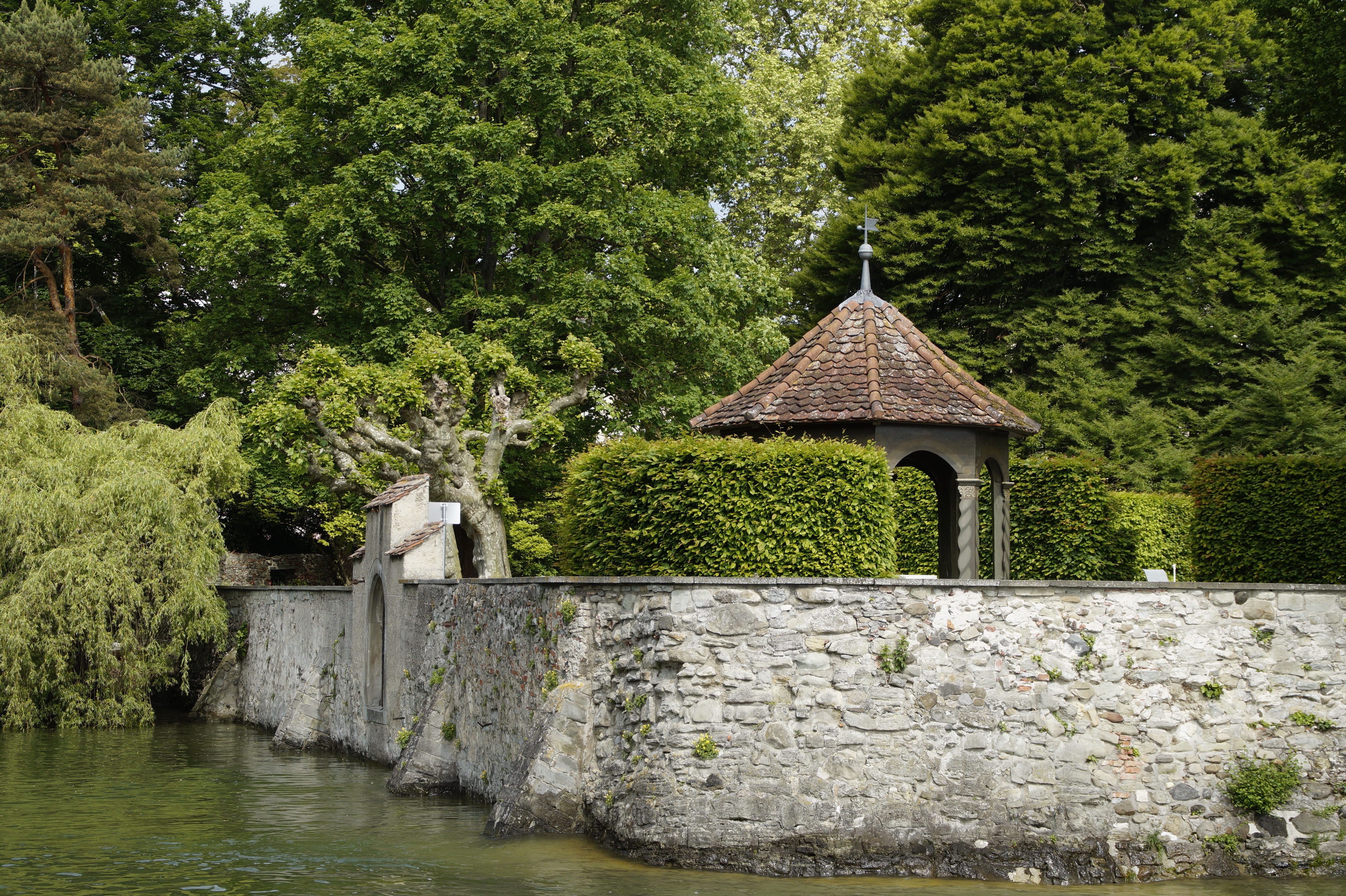 lake, park - man made space, nature, building exterior, outdoors, growth, garden shed, lush foliage, built structure, lake constance, green color, wall, HD Wallpaper