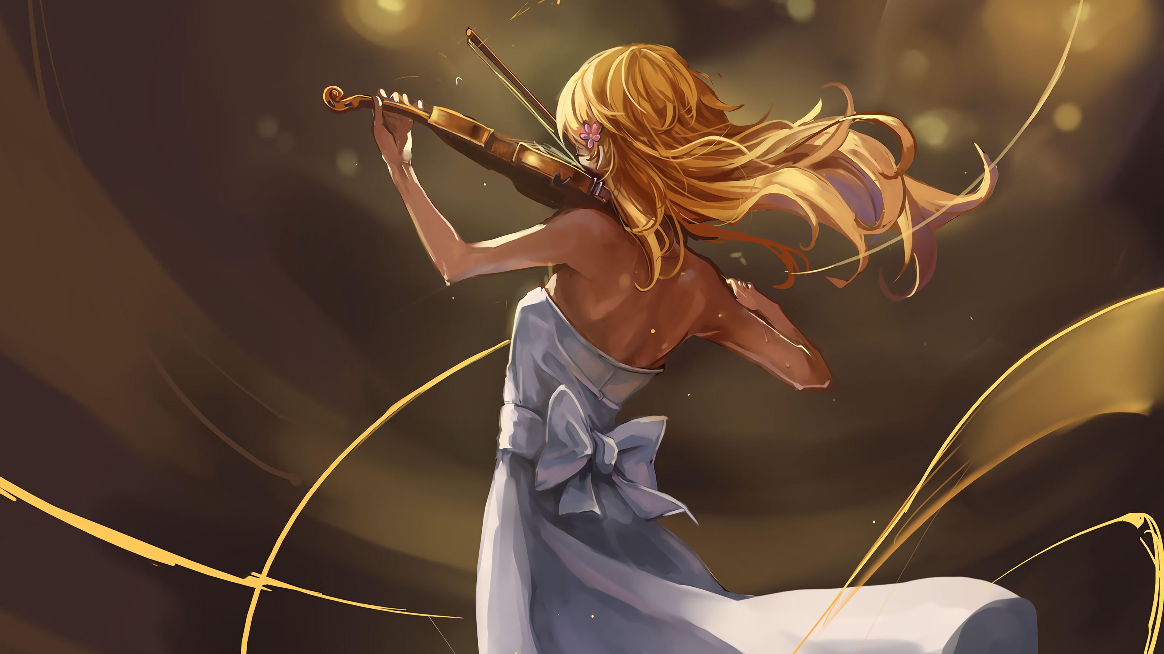 4K, violin, Miyazono Kaori, Shigatsu wa Kimi no Uso, HD Wallpaper