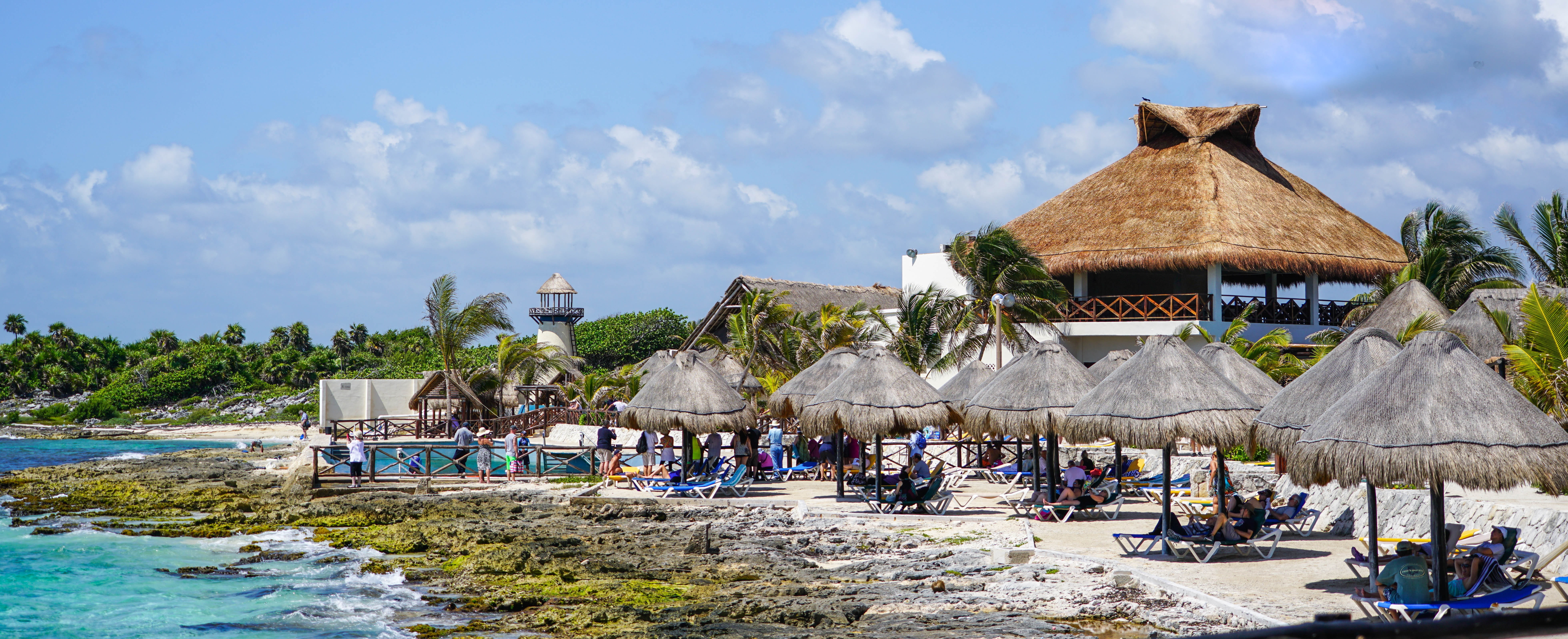 vacation, building exterior, nature, beach, huts, coastline, caribbean, umbrella, brown, relaxation, trip, vacations, cozumel, travel Destinations, sky, HD Wallpaper