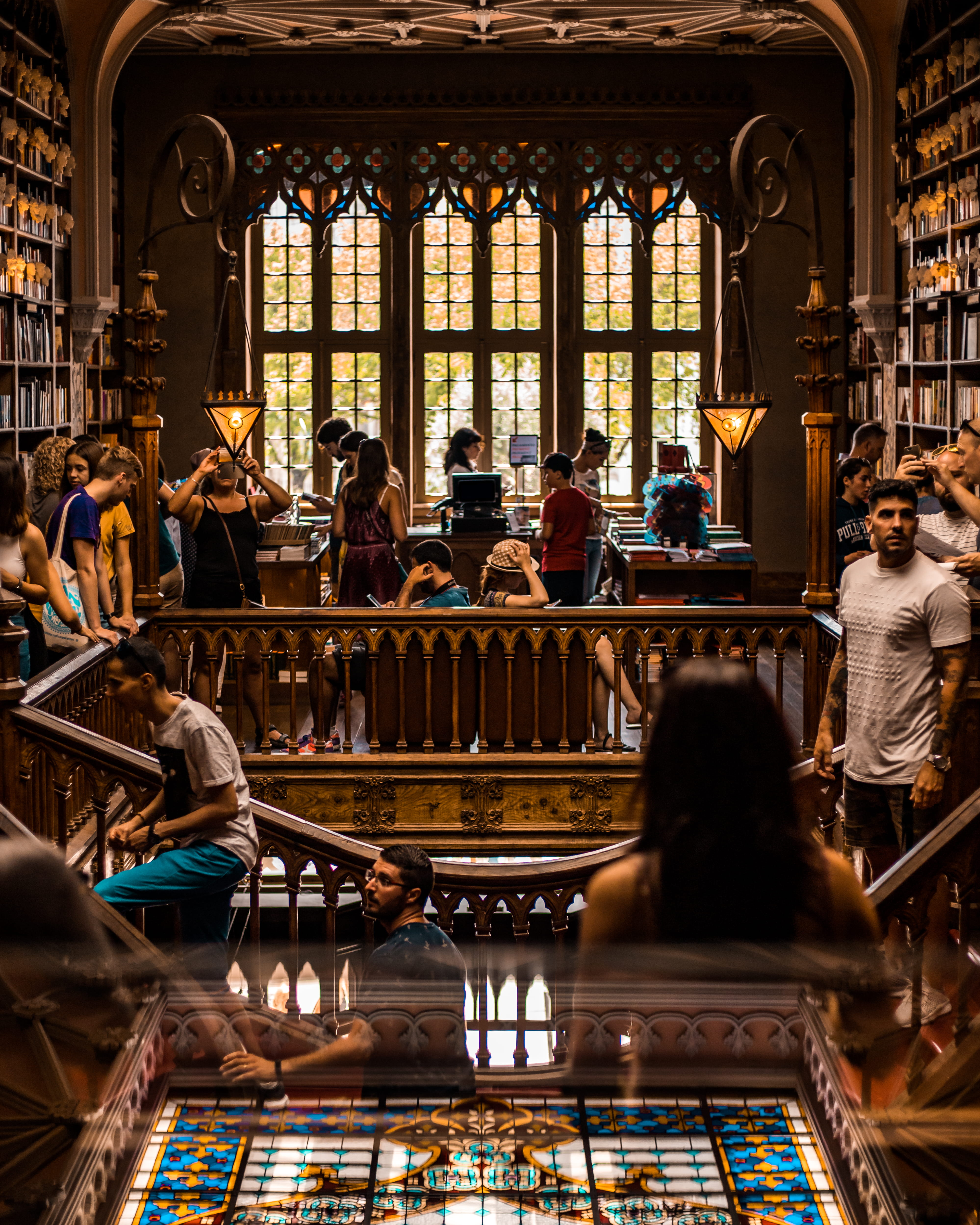shelf, history, college, book, cultures, religion, indoors, men, hogwart, editorial, porto, europe, tourist, praying, light, famous Place, stained glass, Phone HD Wallpaper