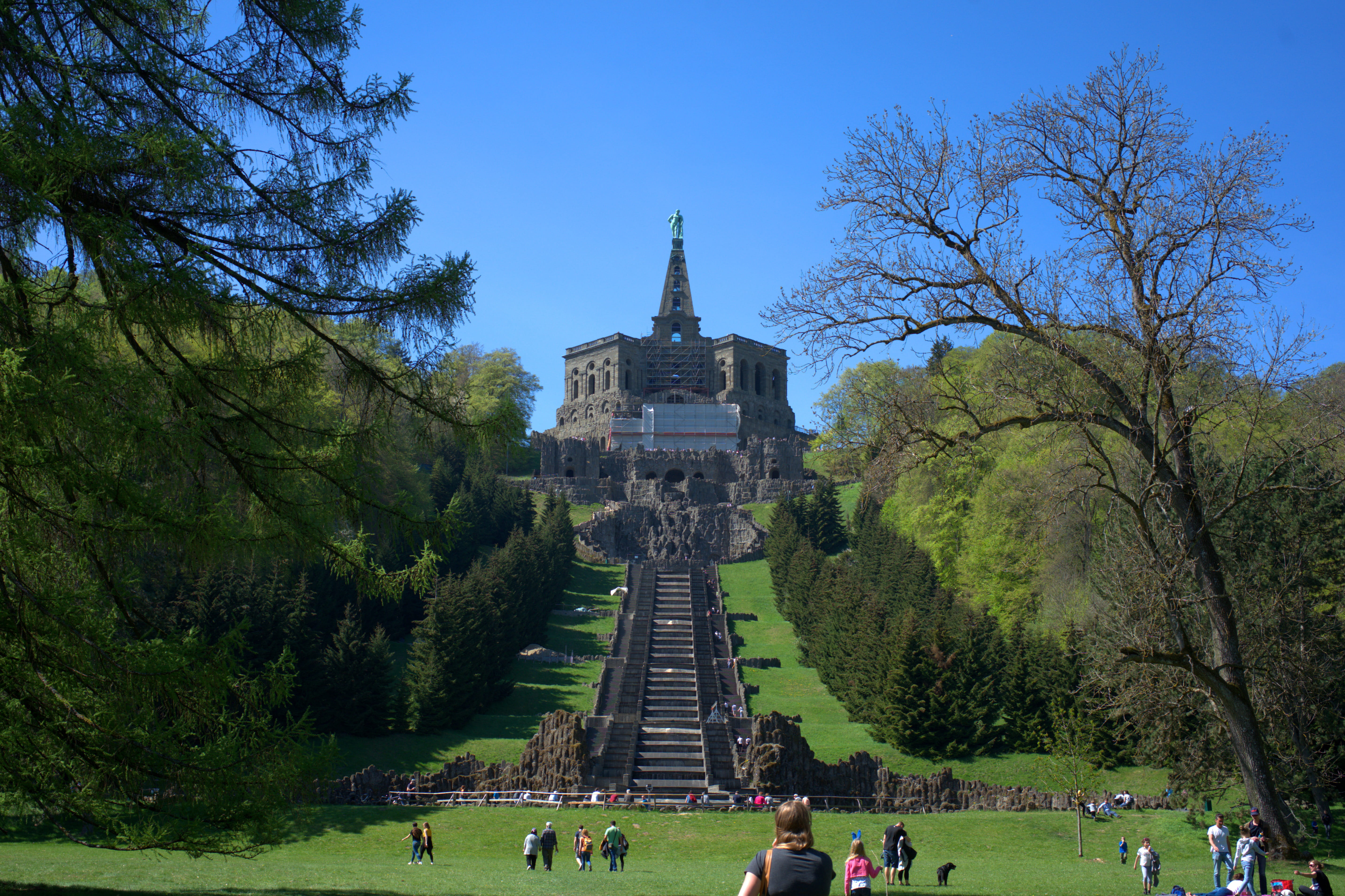 statue, plant, world heritage, hercules, hesse, landscape, park, castle, visit, travel, lifestyles, nature, gradually, group of people, leisure activity, HD Wallpaper