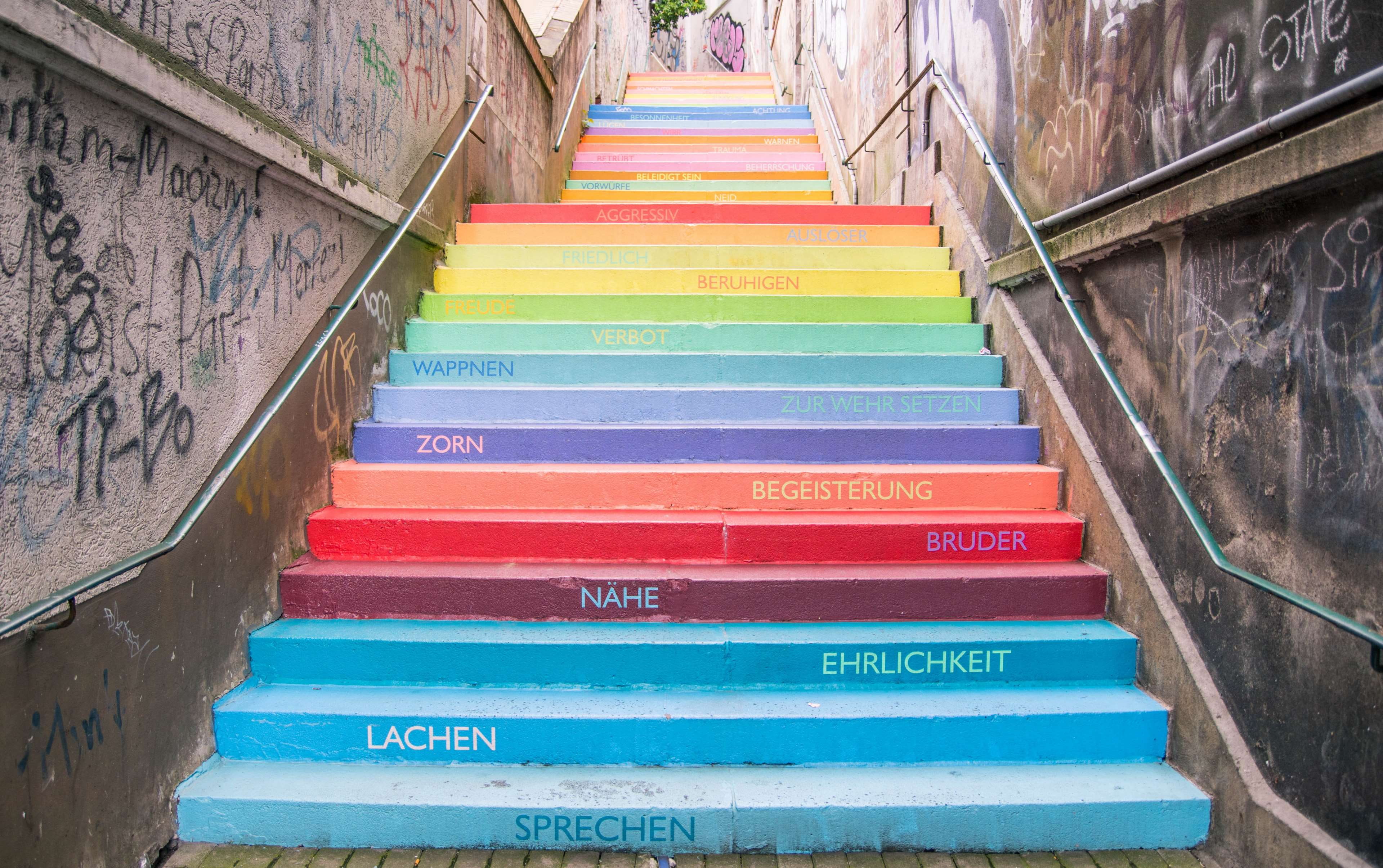 in a row, emergence, non-western script, gradually, script, the way forward, stone, steps and staircases, color, built structure, high angle view, stairs, HD Wallpaper