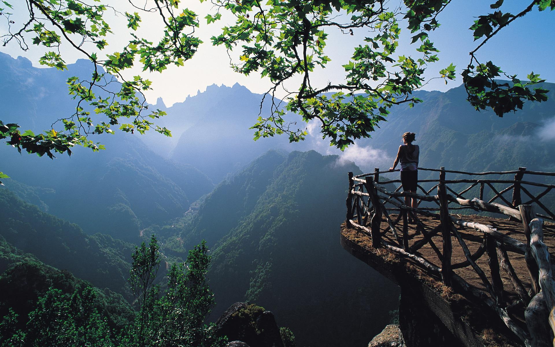 wooden, nature, view, epicness, perfect, black, balustrade, 1080P, 3d and abstract, HD Wallpaper