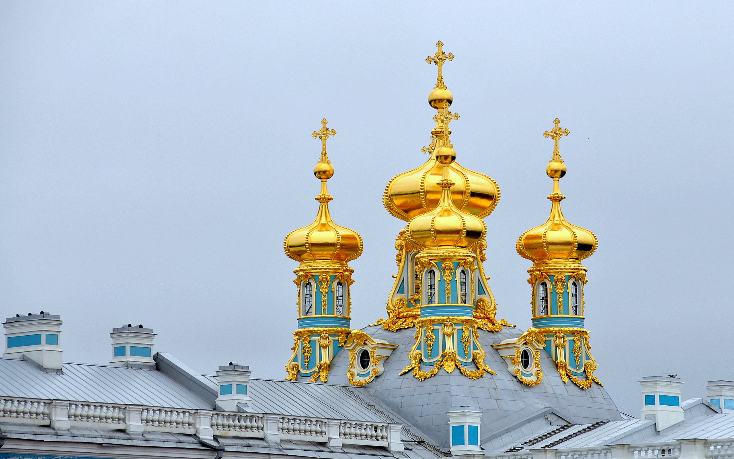 domes, palace, st, pushkin, catherine, 2K, petersburg, HD Wallpaper