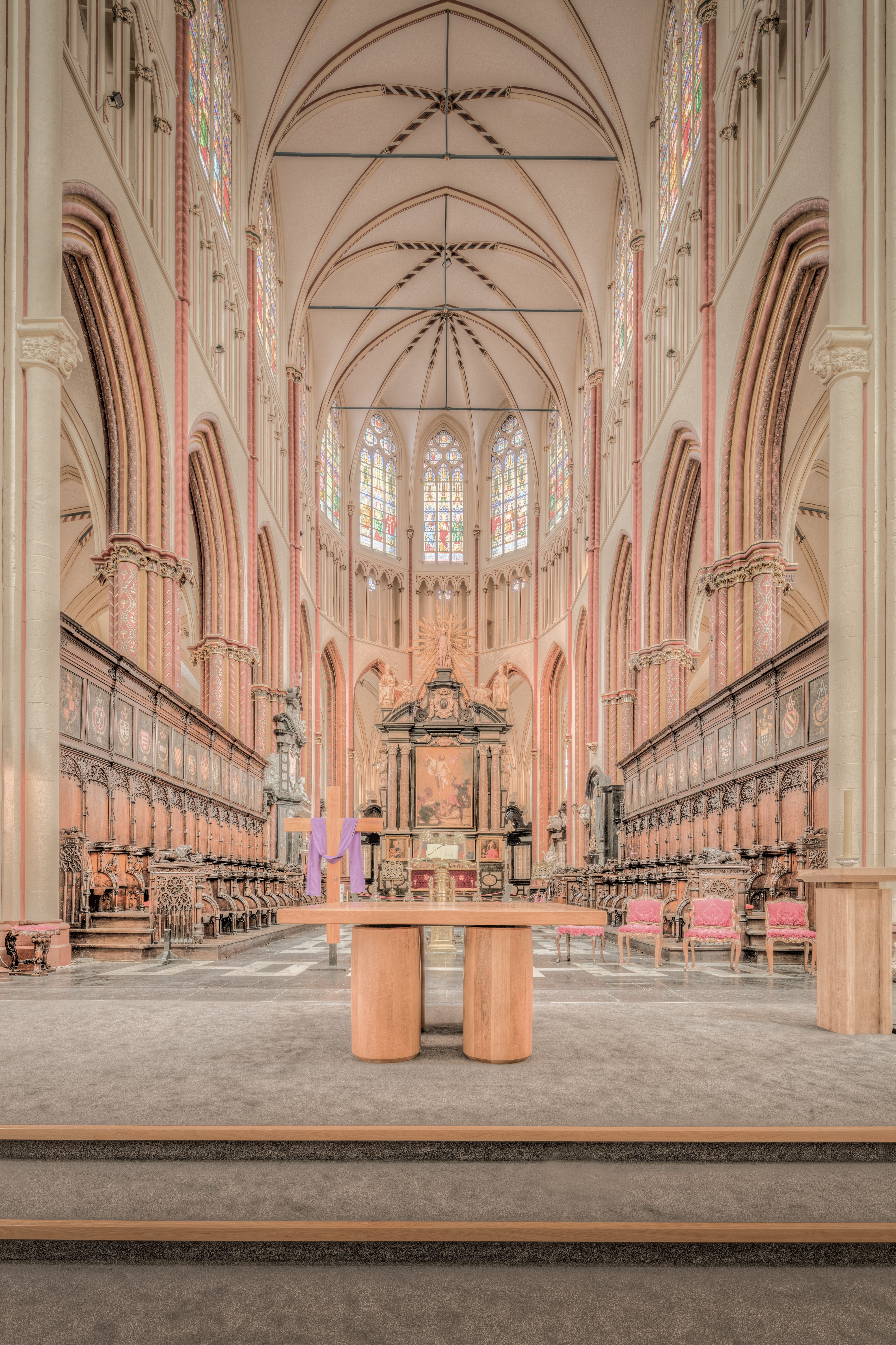 st saviours cathedral, empty, belgium, historic, historical, no people, 8K, indoors, abbey, spirituality, building, cathedral, pew, bruges, place of worship, Phone HD Wallpaper