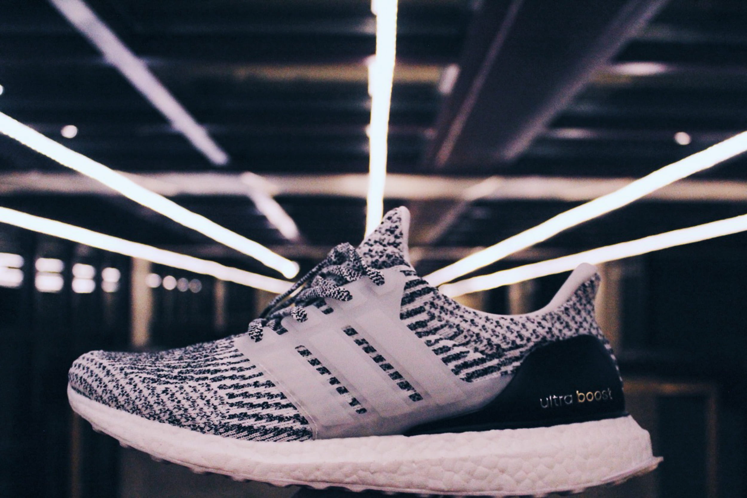 unpaired, wool, ultraboost, celebration, 1080P, day, store, art and craft, shoe, fashion, clothing, textile, trainer, lights, close-up, style, indoors, HD Wallpaper