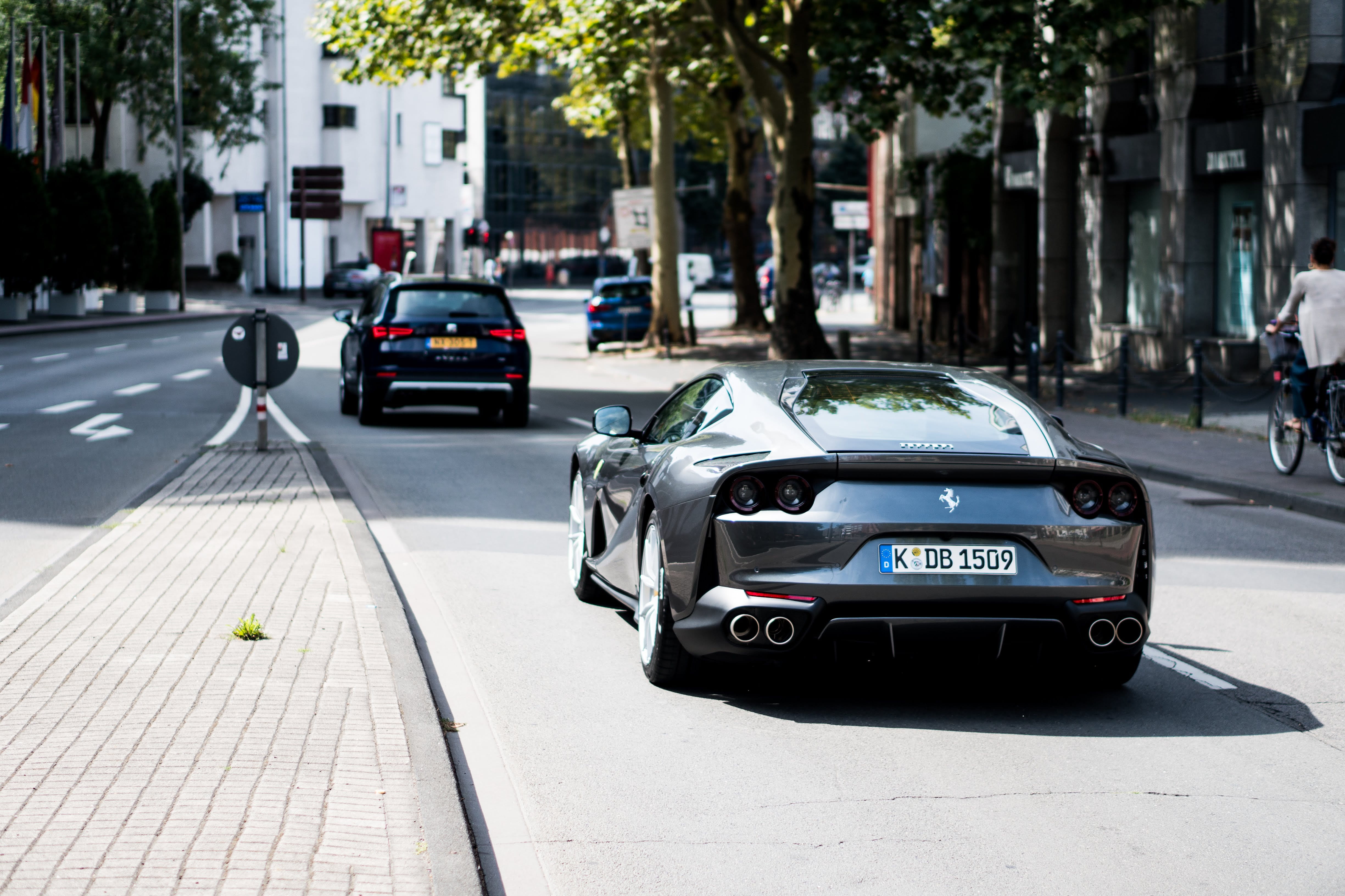 coupe, plant, building exterior, outdoors, built structure, car, city, incidental people, sports car, nature, trees, transportation, jaguar car, motor vehicle, HD Wallpaper