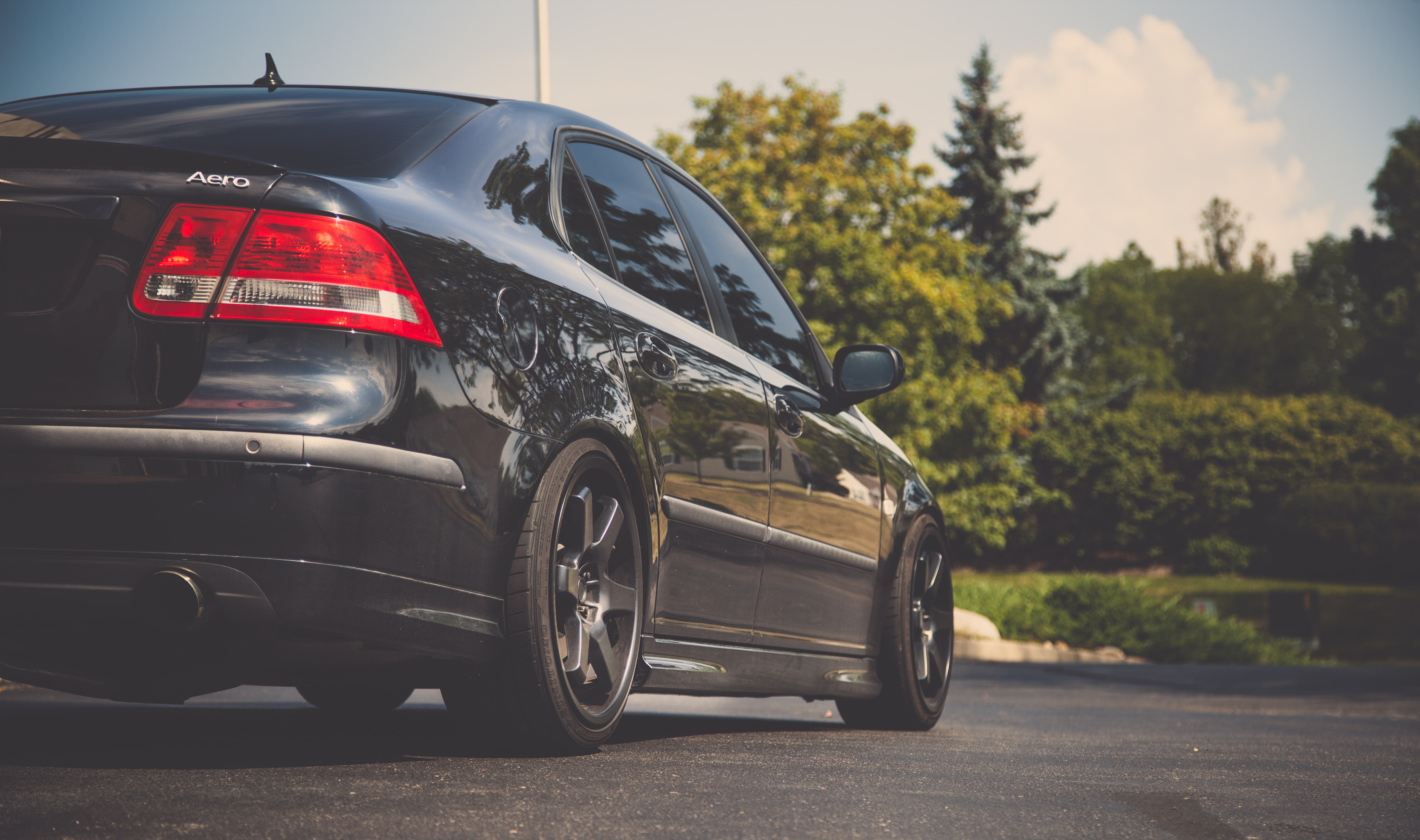 Aero, city, transportation, outdoors, plant, land vehicle, you can, speed, car, luxury, road, 2.8 v6, Saab, sedan, stationary, tire, wheel, nature, 5K, HD Wallpaper