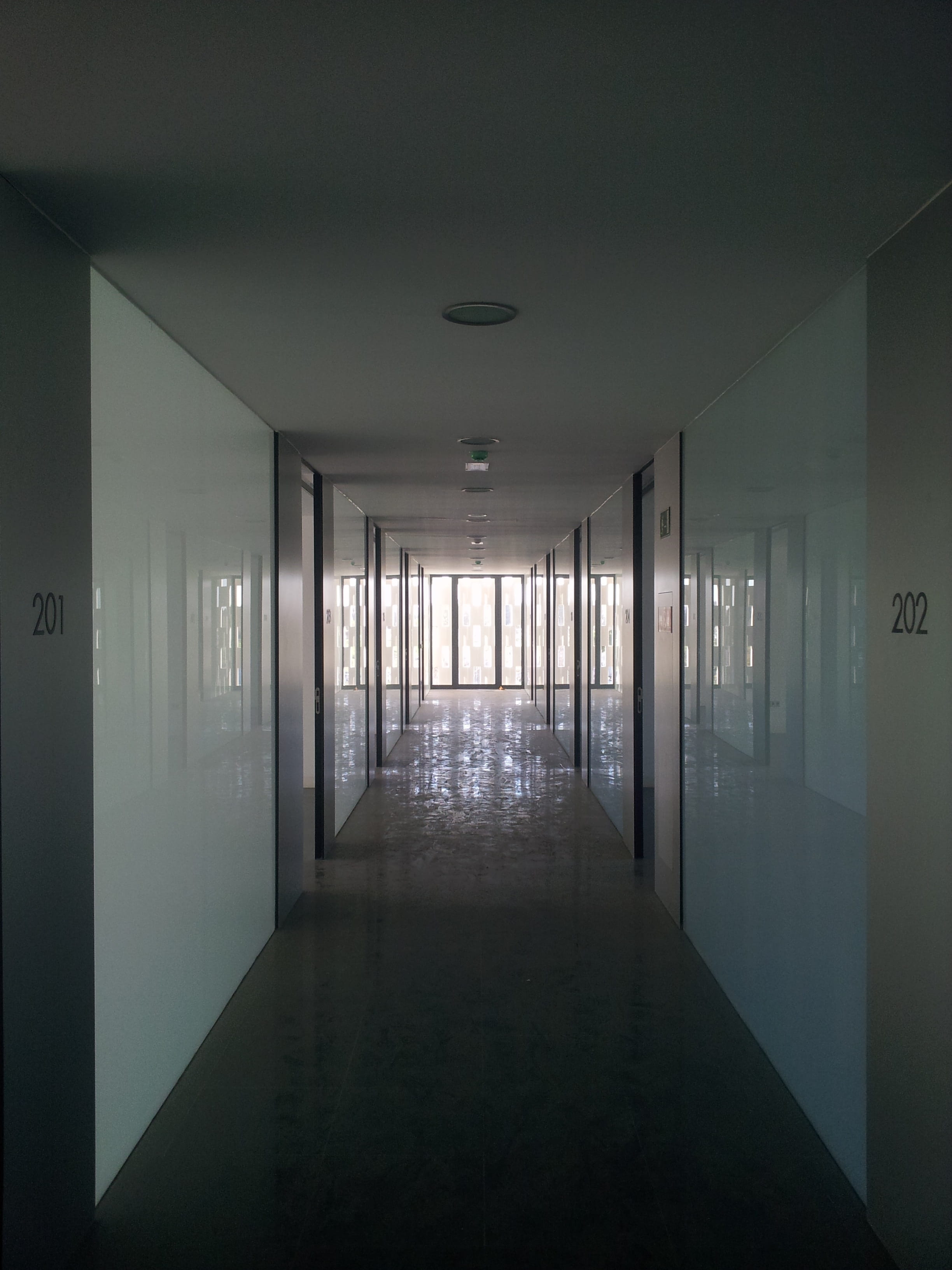 indoors, design, diminishing perspective, Gang, modern, direction, white, Tract, no People, Corridor, empty, entrance, long, window, flooring, day, building, Phone HD Wallpaper
