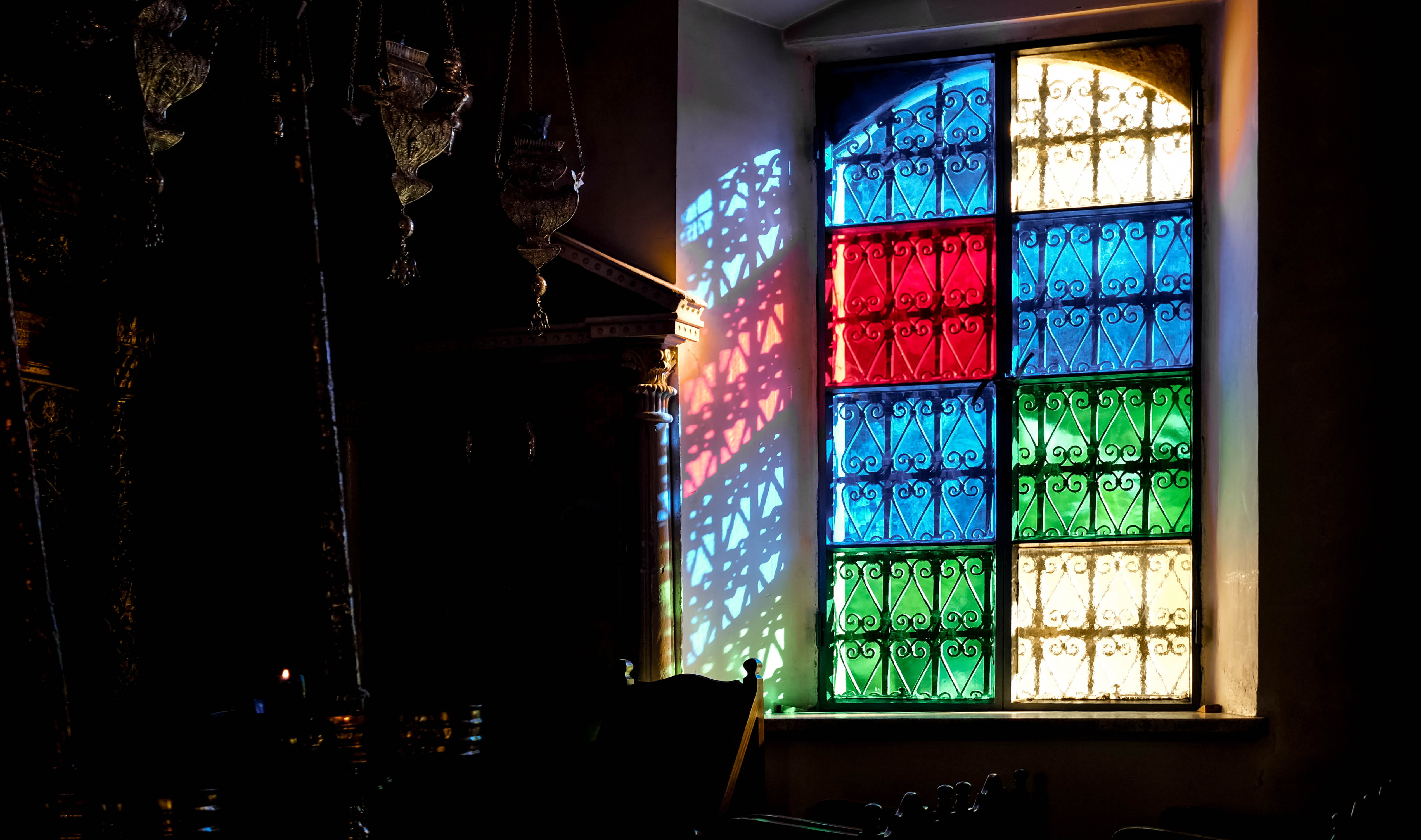 belief, window, glass, indoors, place of worship, no people, daytime, glass - material, cyprus, xe3, 4K, built structure, 27mm, building, religion, transparent, HD Wallpaper