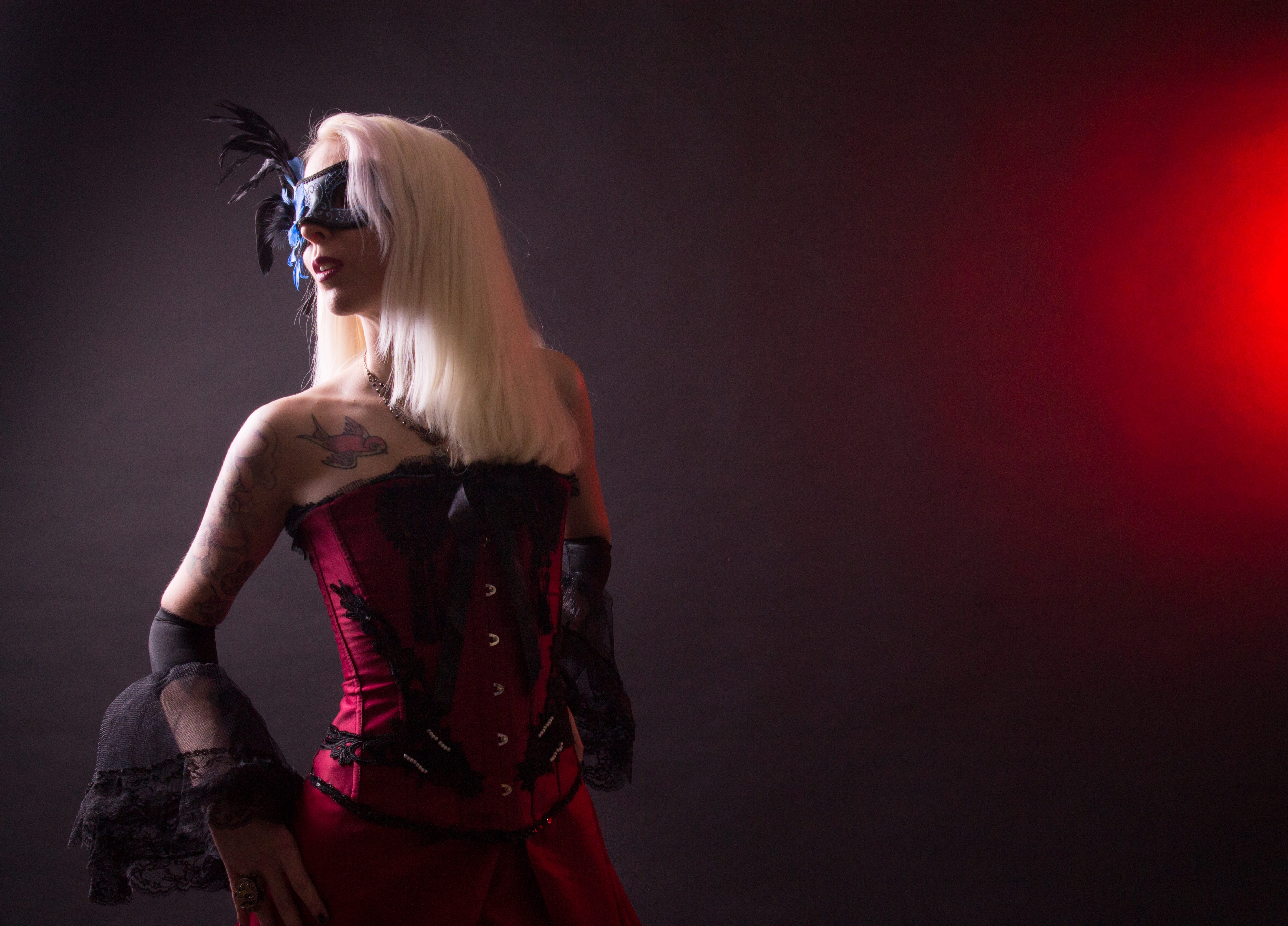 hair, black background, blond hair, clothing, caucasian, model, performance, 5K, young adult, corset, white, fashion, standing, woman, studio shot, fantasy, HD Wallpaper