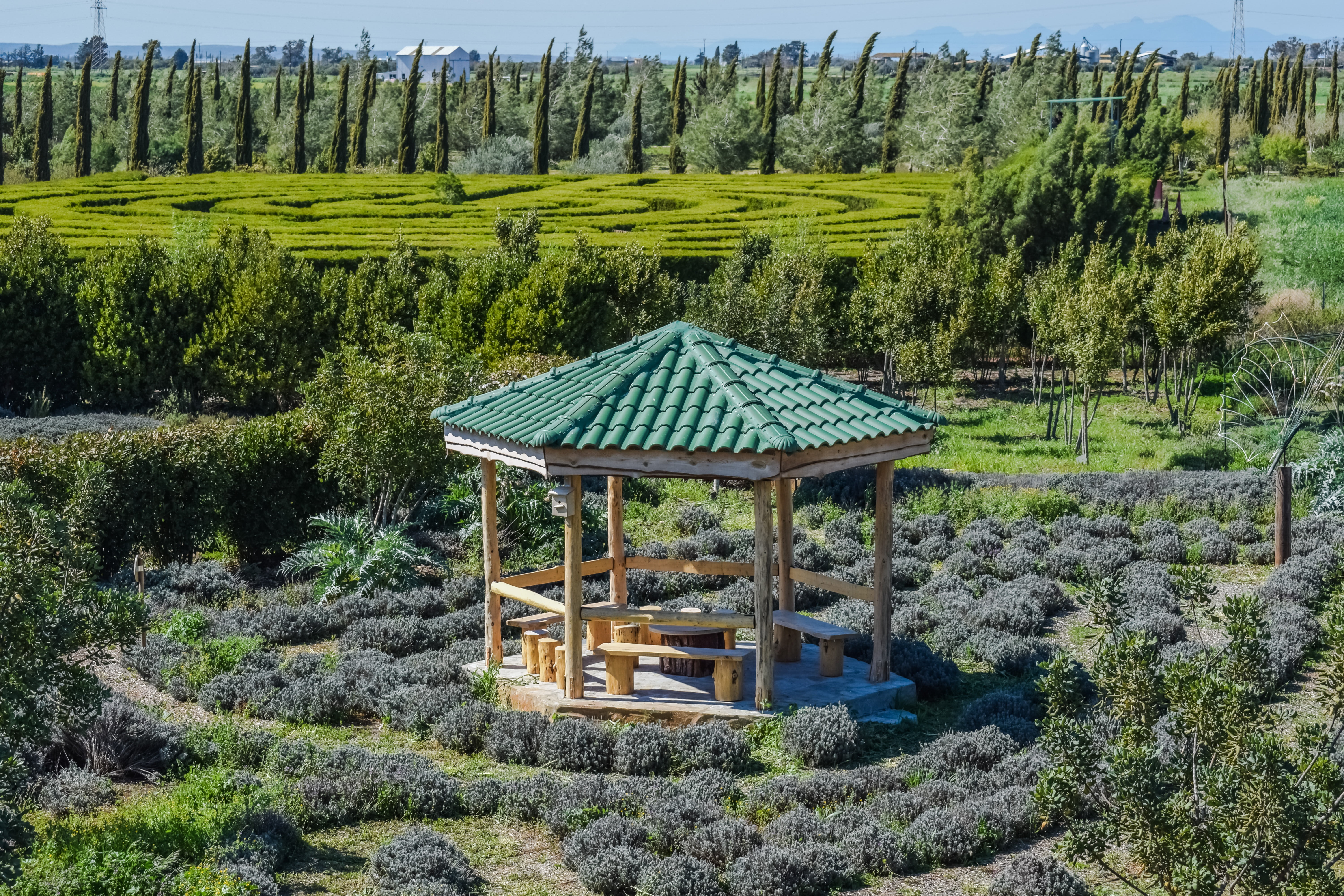 growth, architecture, built structure, 5K, outdoors, plantation, scenery, landscape, environment, green color, scenics - nature, day, tree, kiosk, cyherbia, HD Wallpaper