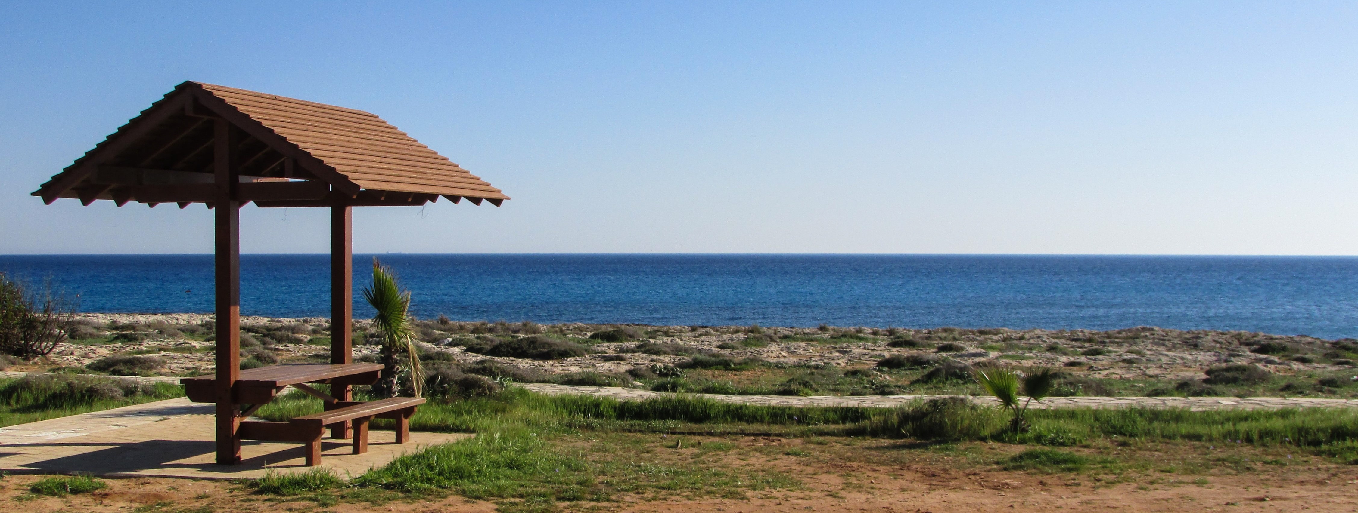 horizon over water, outdoors, water, wood - material, built structure, recreation, horizon, kiosk, ayia napa, tranquility, nature, lanta beach, tourism, HD Wallpaper