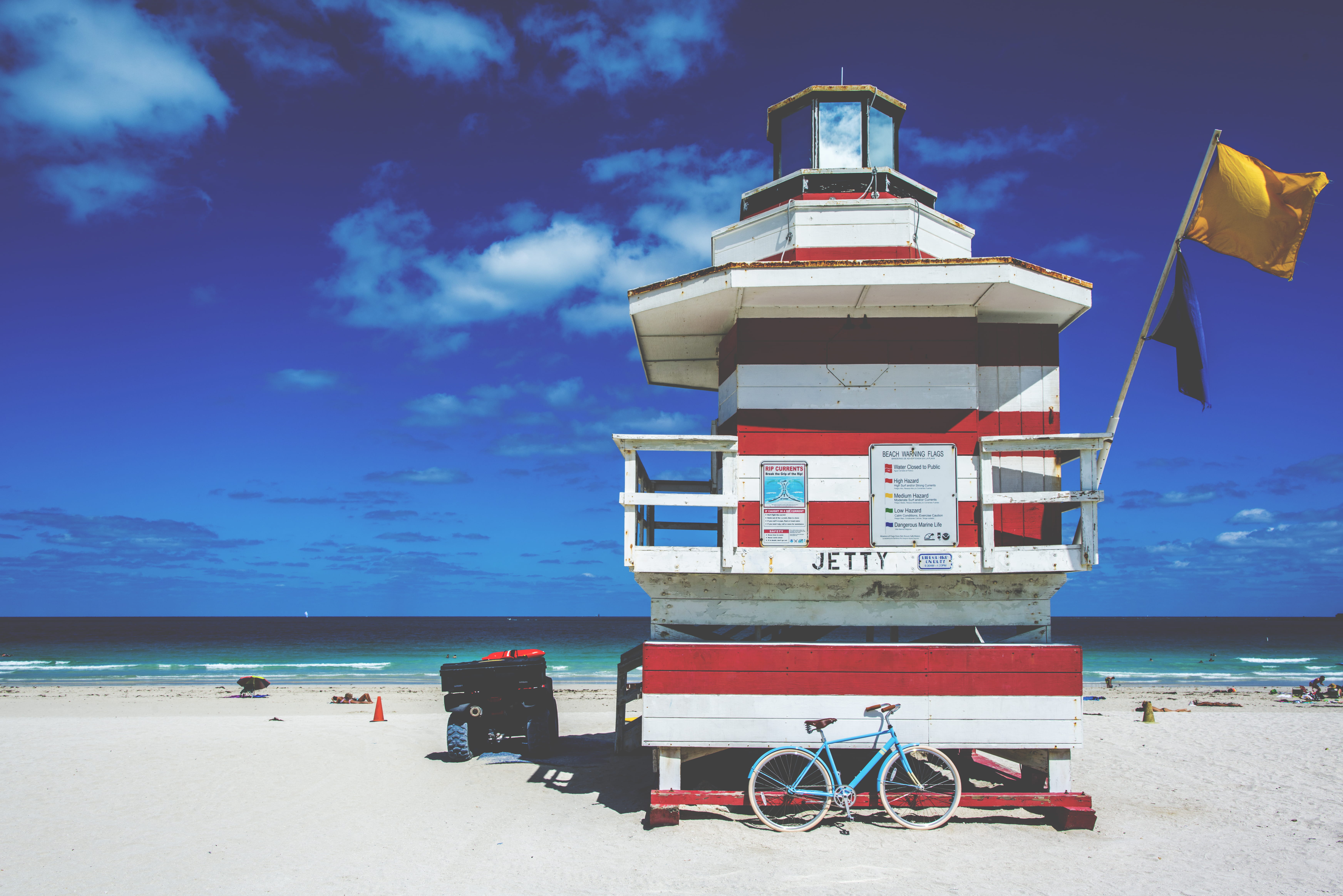 beside, sand, vehicle, horizon over water, hut, symbol, cloud - sky, sky, architecture, water, coast, built structure, horizon, man made structure, nature, HD Wallpaper