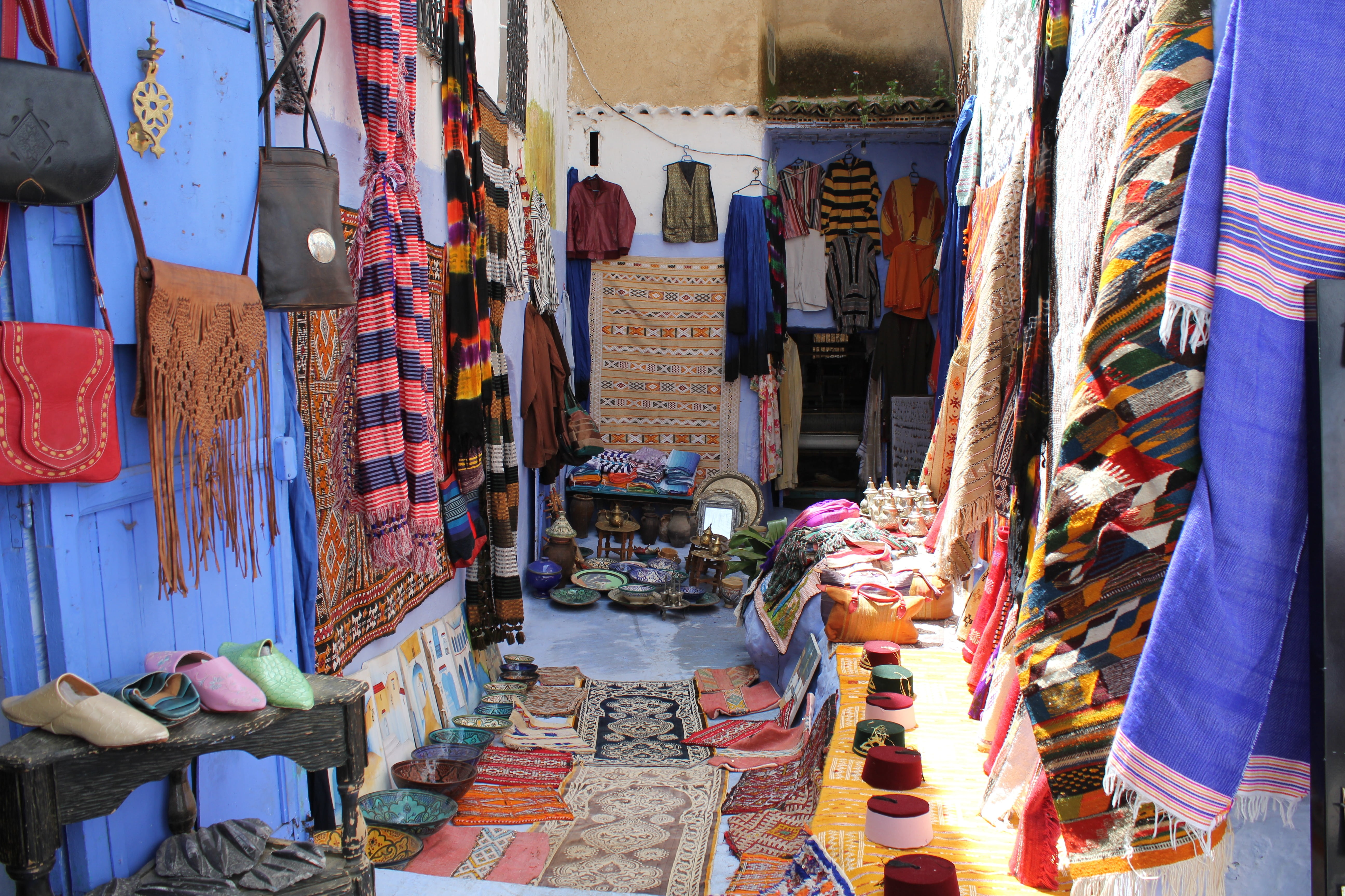 shopping, multi colored, textile, assorted, collection, variation, chefchaouen, market stall, consumerism, 5K, inside, market, seat, arrangement, hanging, HD Wallpaper