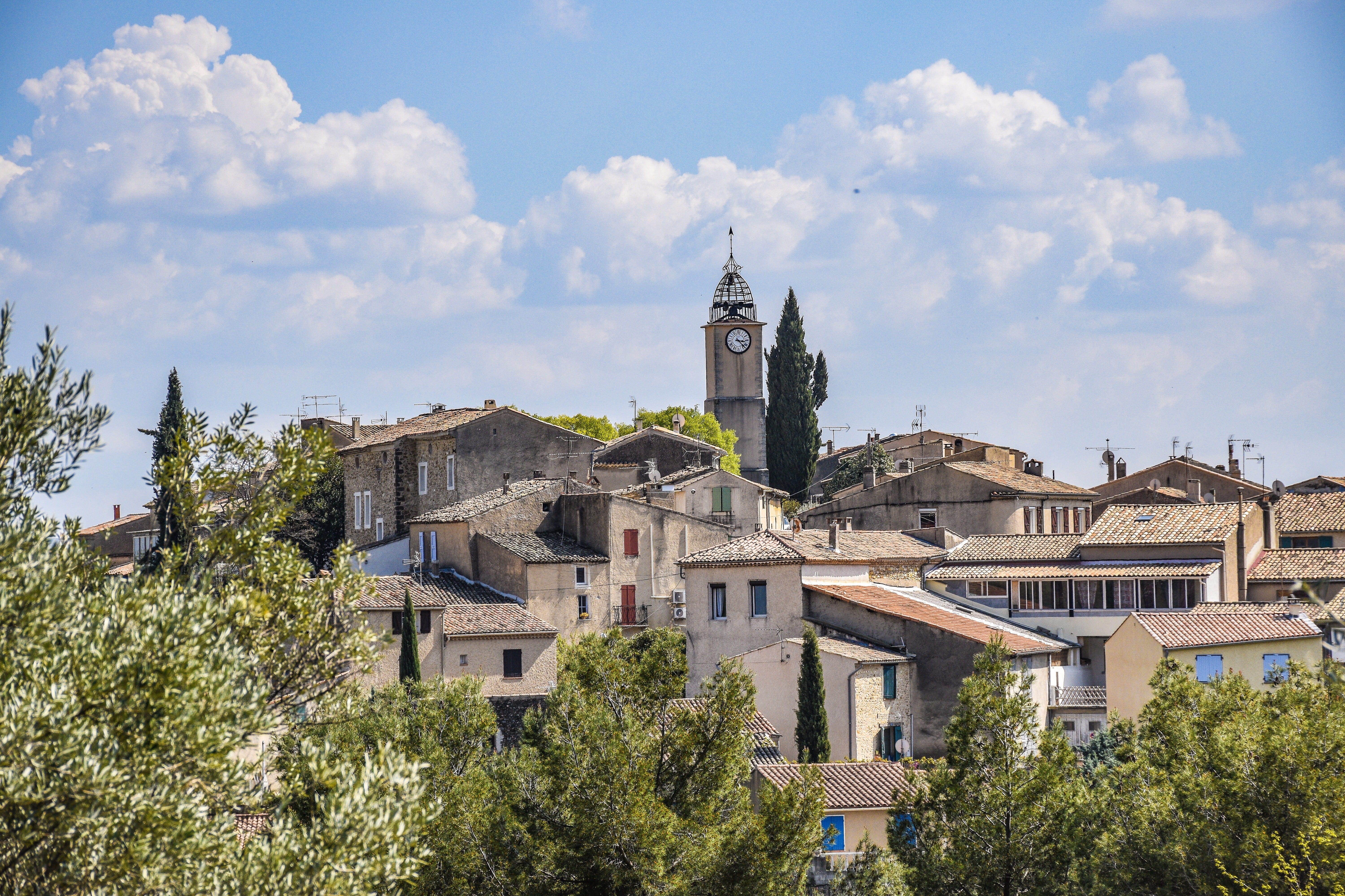 scenic, provence, french, cloud - sky, 5K, built structure, tree, culture, belief, city, old, france, building exterior, place of worship, ancient, architecture, HD Wallpaper