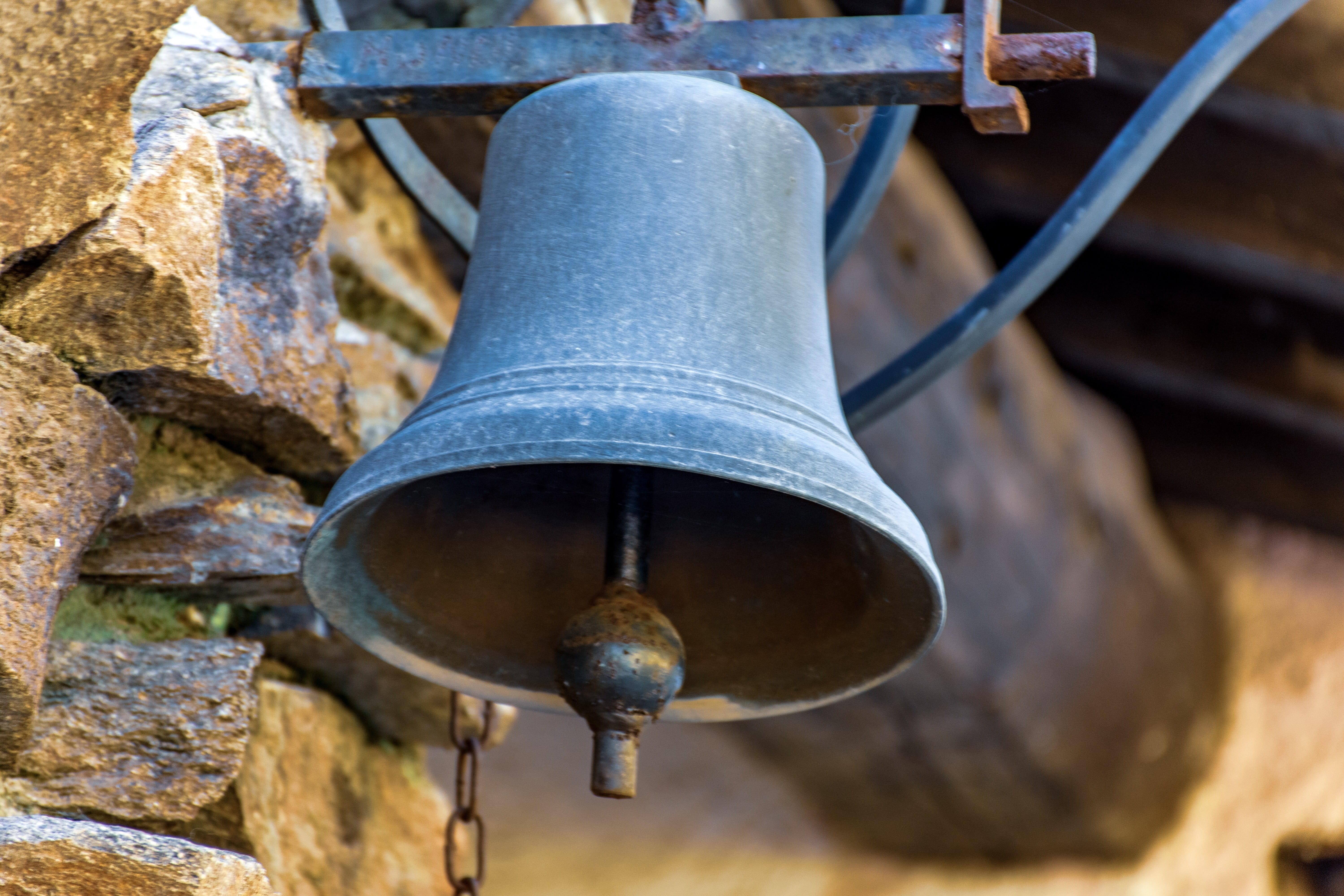 rusty, old fashioned, stone, gable, wall - building feature, day, the past, metal, door bell, logs, nature, quaint, 5K, french riviera, france, copper, HD Wallpaper