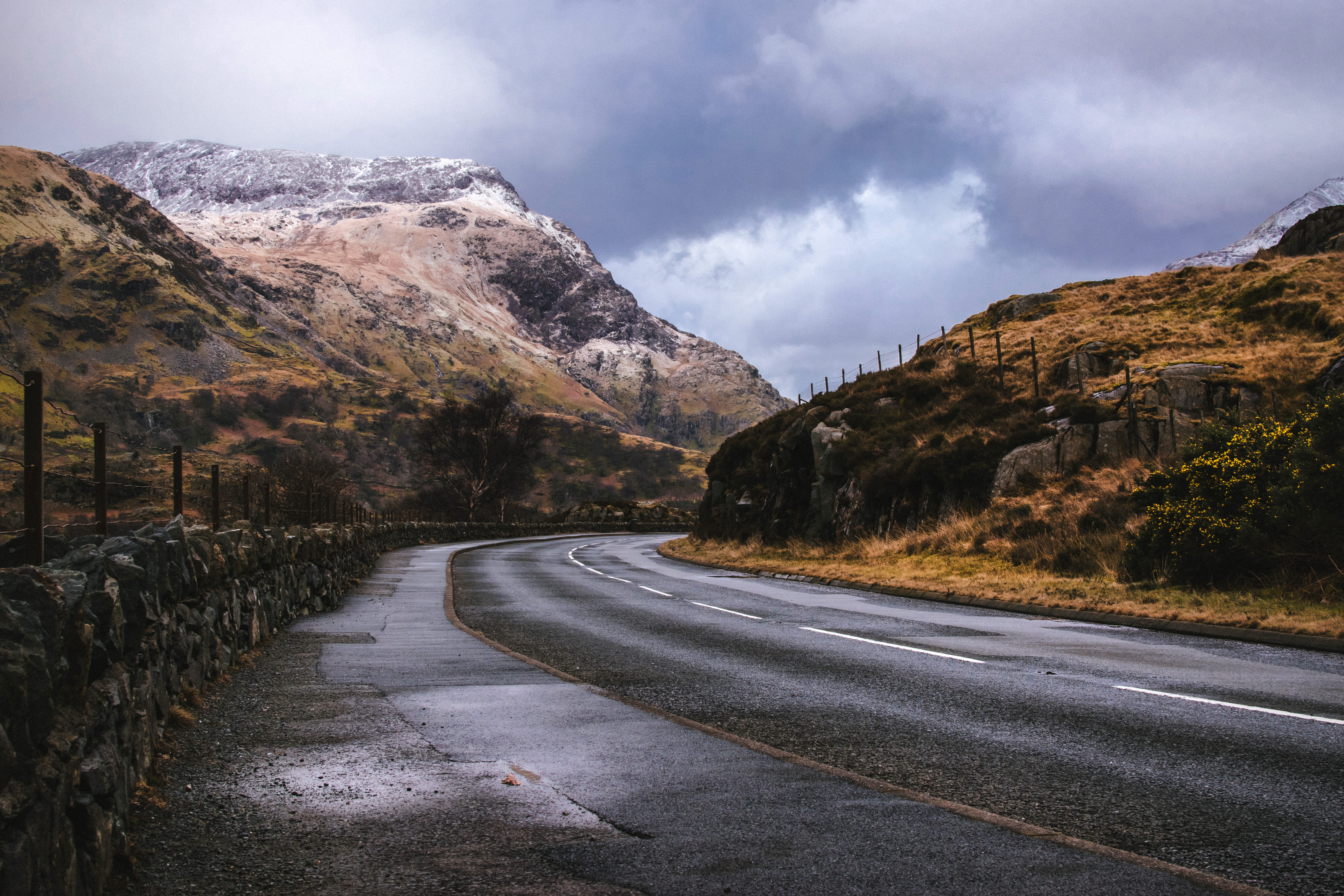 sky, nature, ice, landscape, direction, outdoors, the way forward, scenics - nature, tree, winter, clouds, motorway, street, mountain, curve, mountains, HD Wallpaper