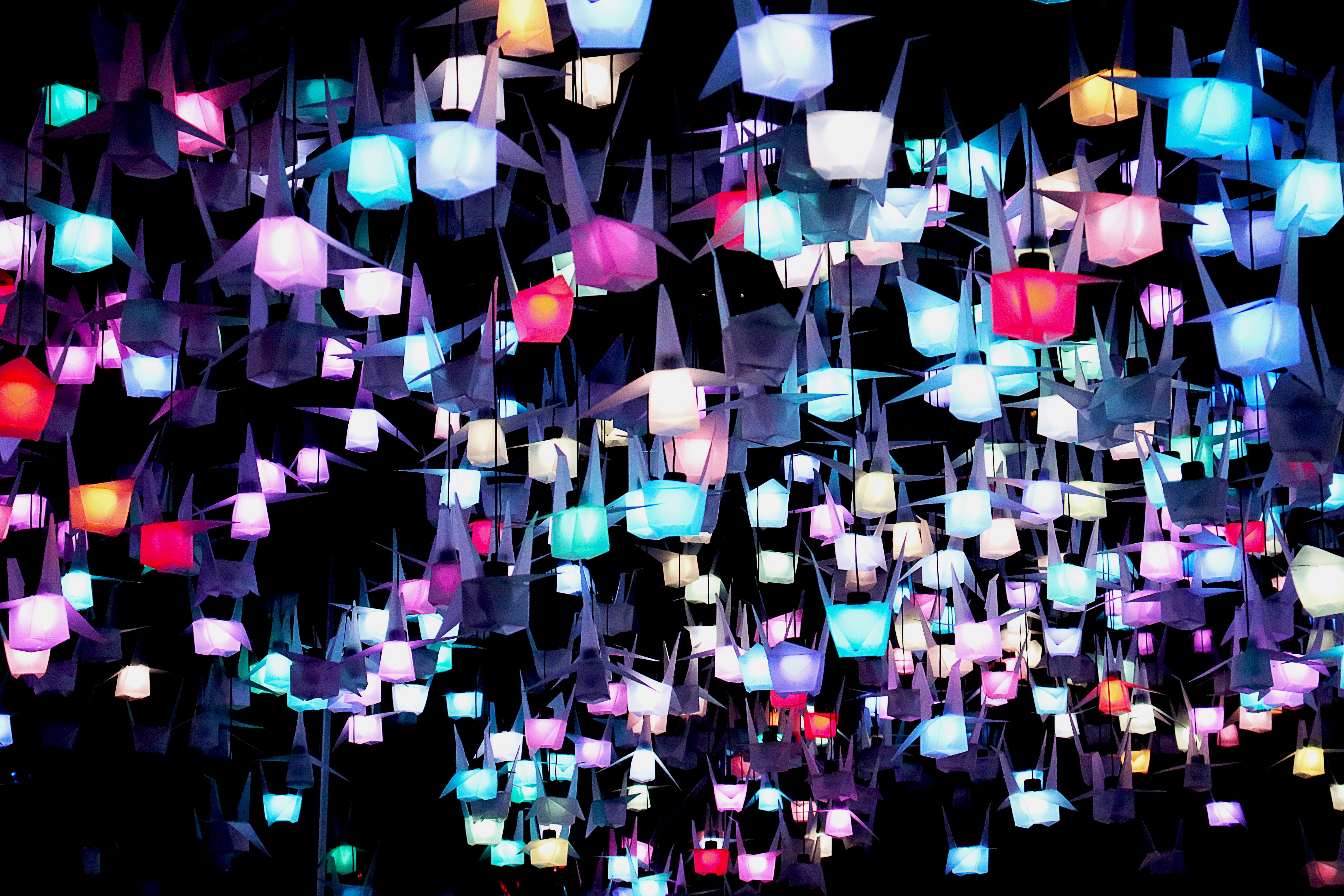 art and craft, installation, lights, vivid, australia, design, decoration, lighting equipment, indoors, hanging, creativity, no people, shape, glowing, HD Wallpaper