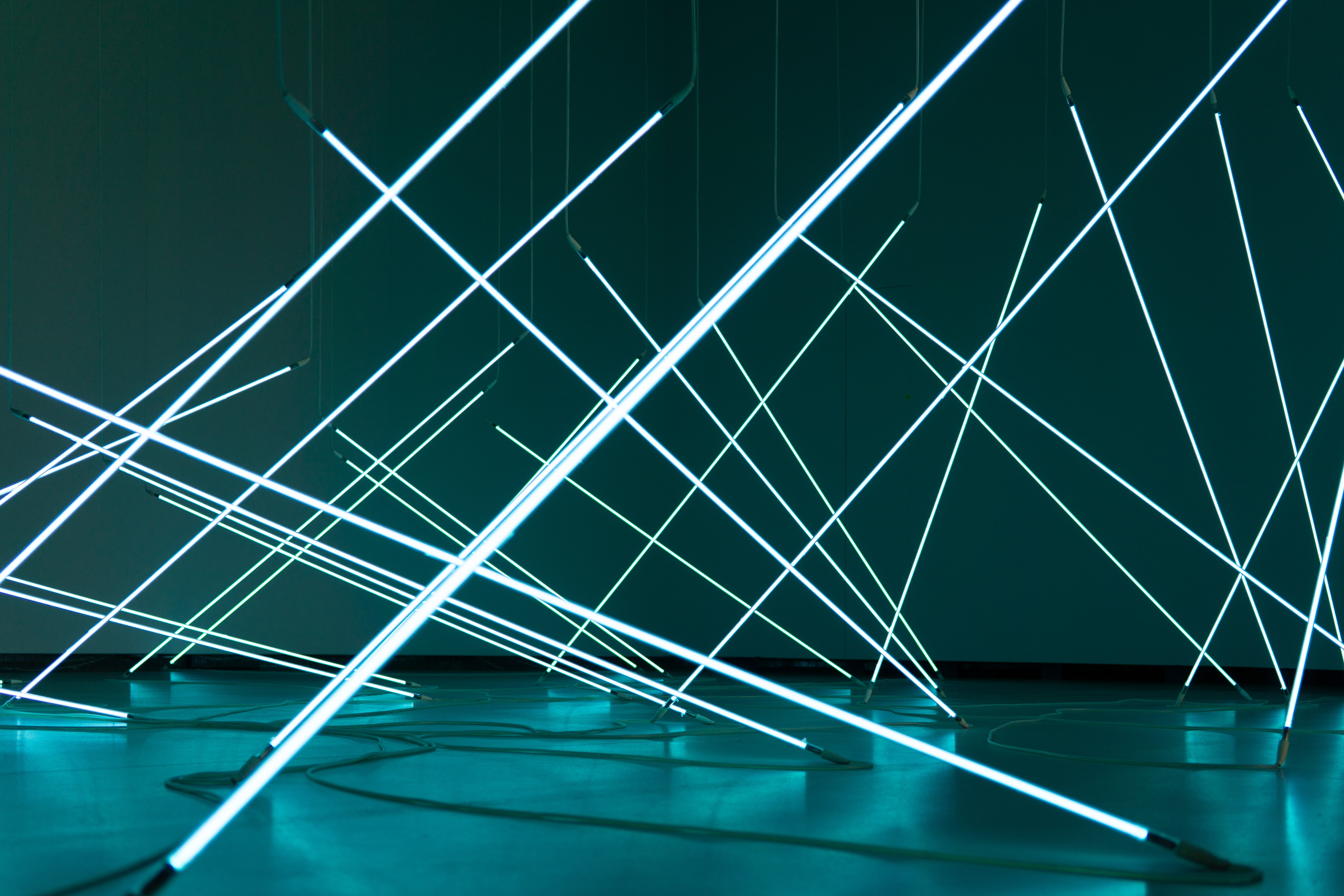 rays, turquoise colored, no people, 5K, light, technology, green color, indoors, pattern, transportation, internet, architecture, blue, glowing, shape, HD Wallpaper