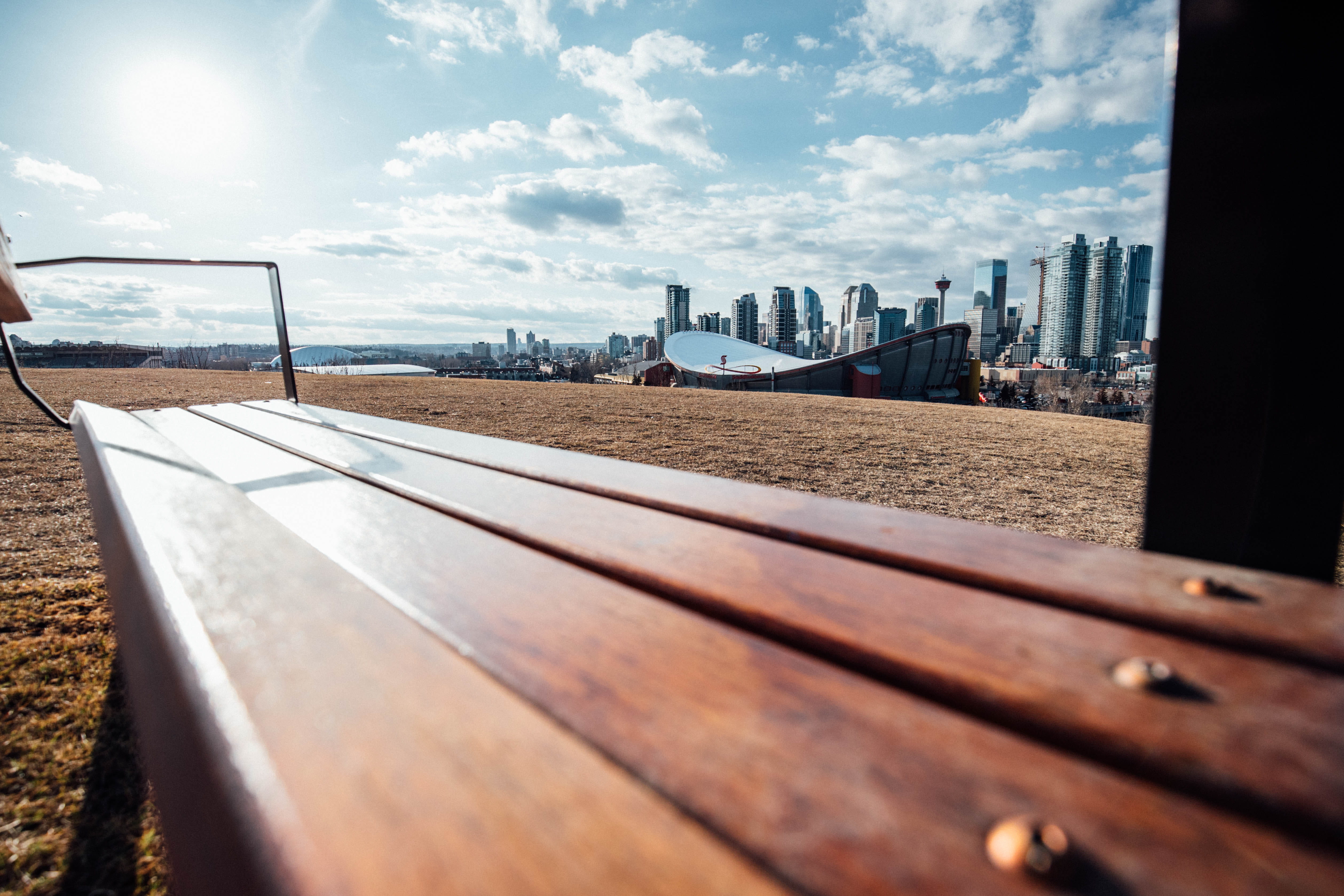 handrail, surface level, deck, no people, transportation, building exterior, cloud - sky, nature, landscape, 4K, outdoors, office building exterior, cityscape, HD Wallpaper