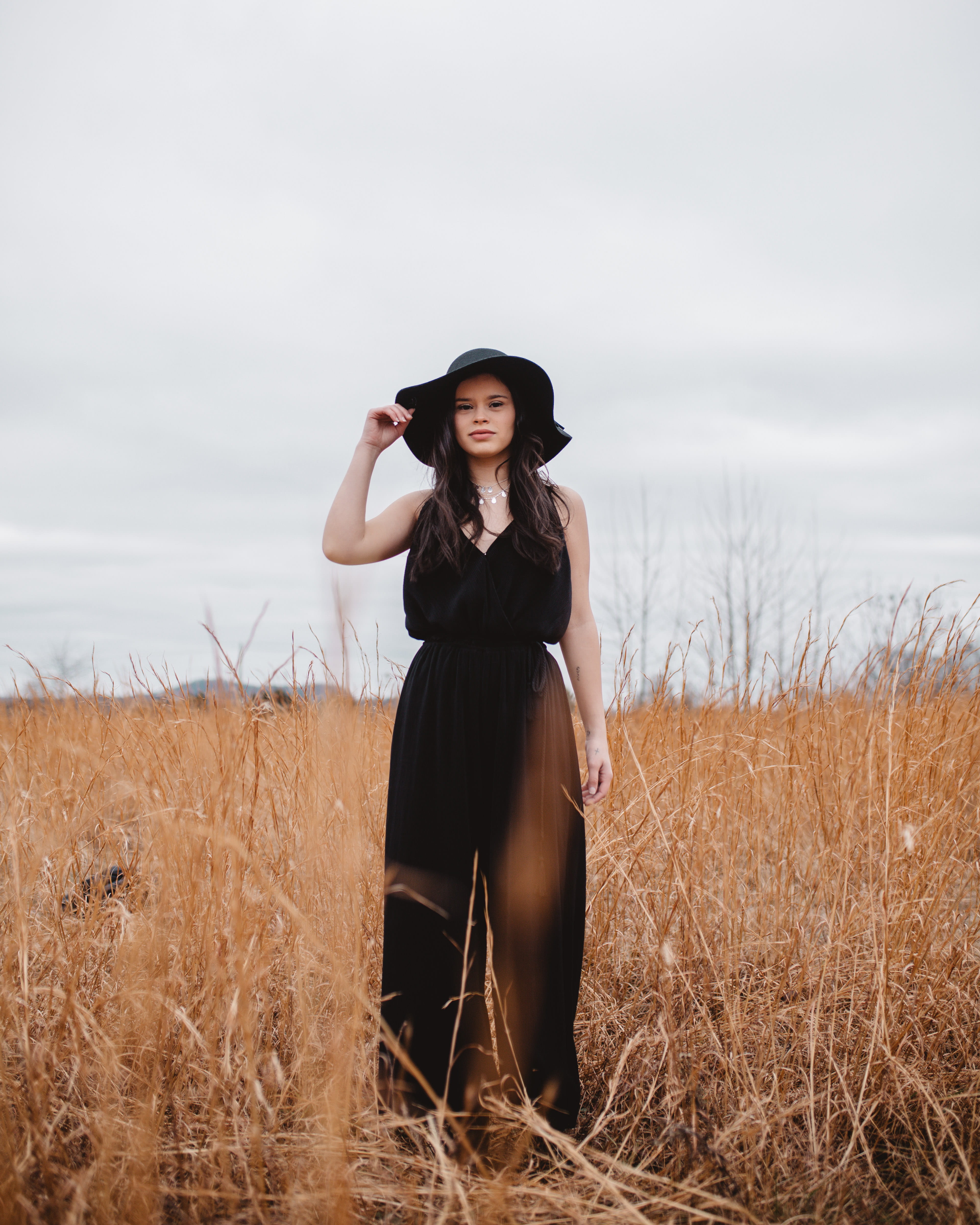 leisure activity, fashion, three quarter length, outdoors, brown, looking at camera, grass, young adult, clothing, woman, jumpsuit, young women, casual clothing, Phone HD Wallpaper