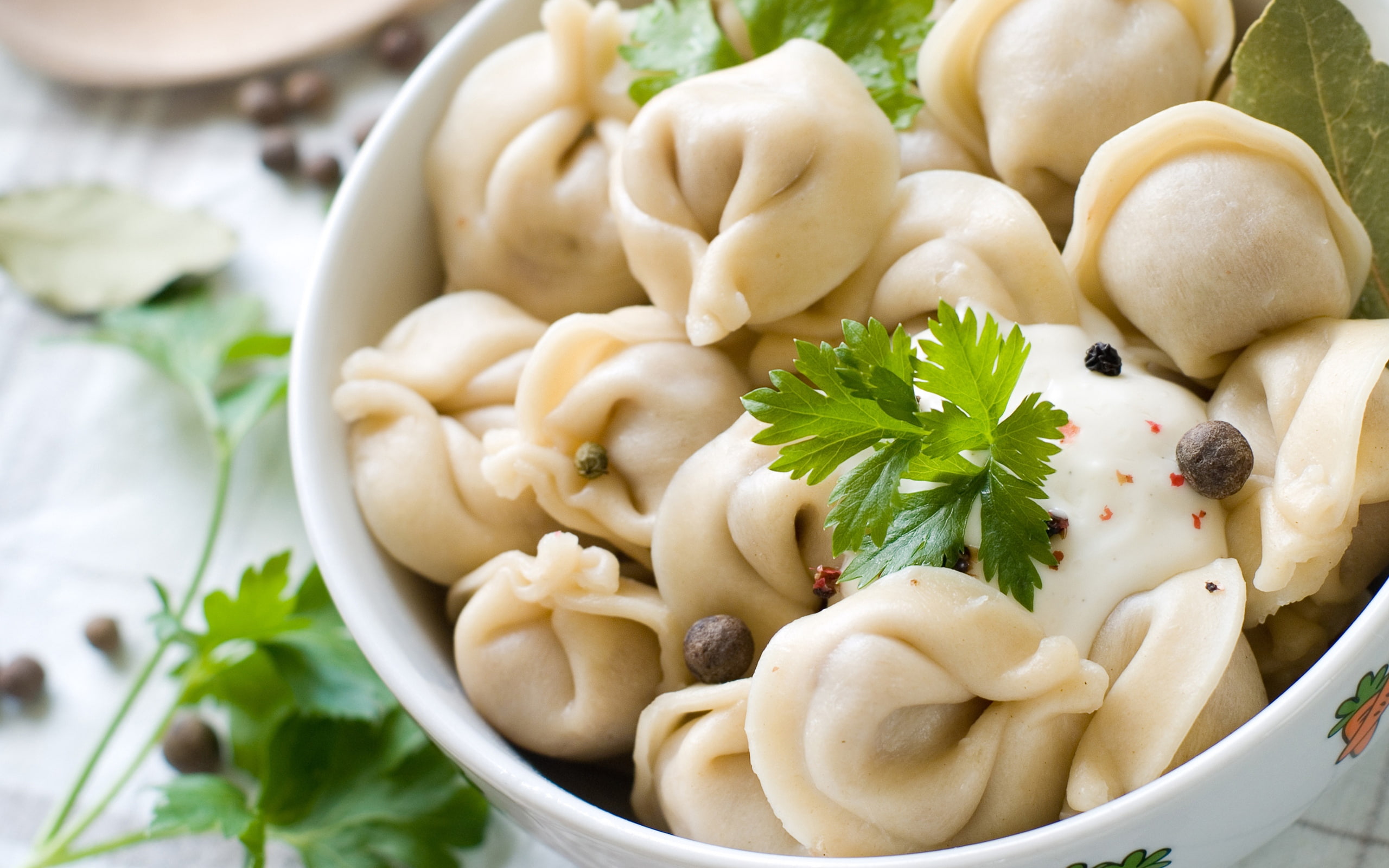 2K, greens, dumplings, meat, HD Wallpaper