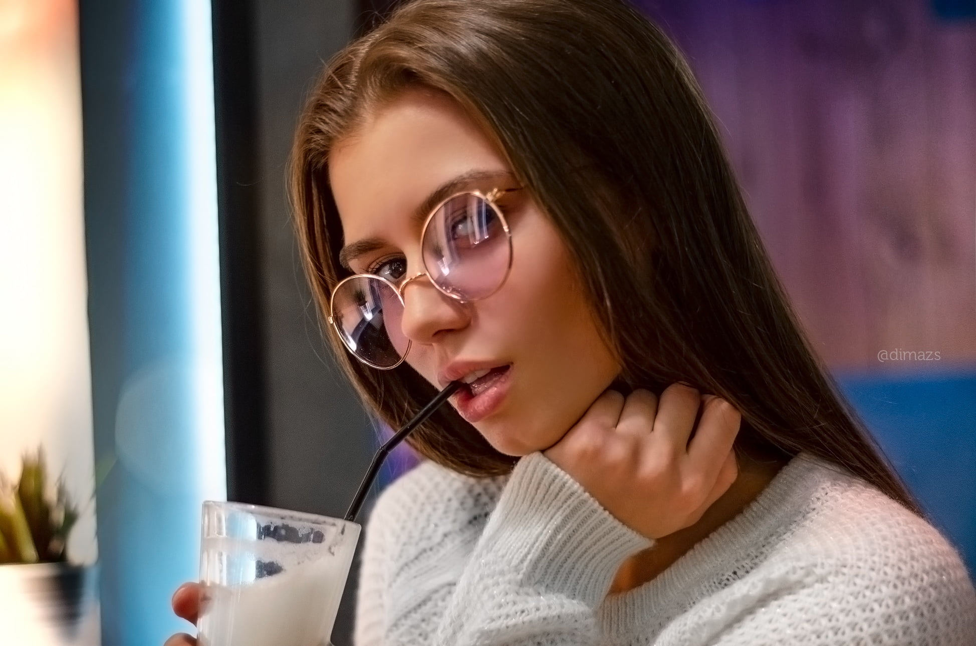 1080P, model, women, women with glasses, Dim Khokhlov, HD Wallpaper