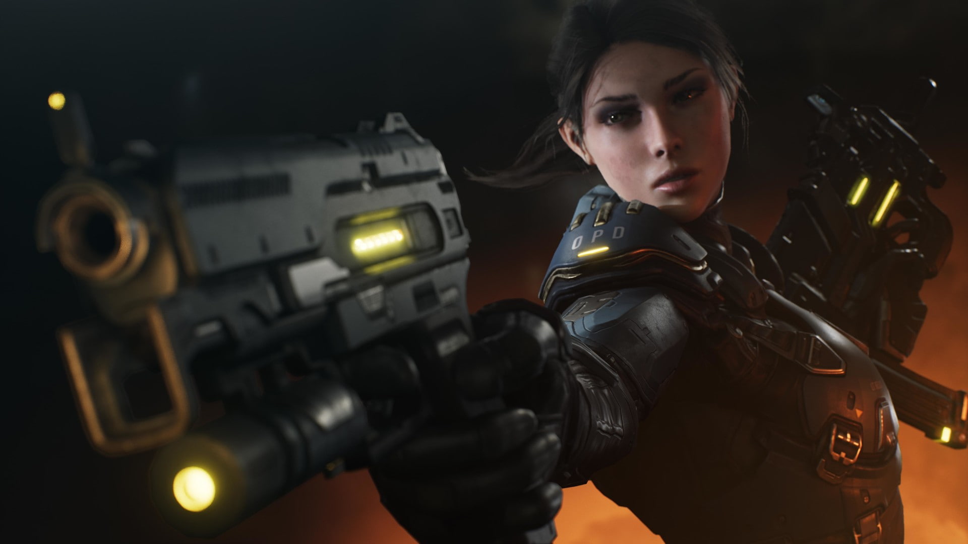 paragon, 1080P, perspective, girls with guns, warrior, futuristic, gun, HD Wallpaper