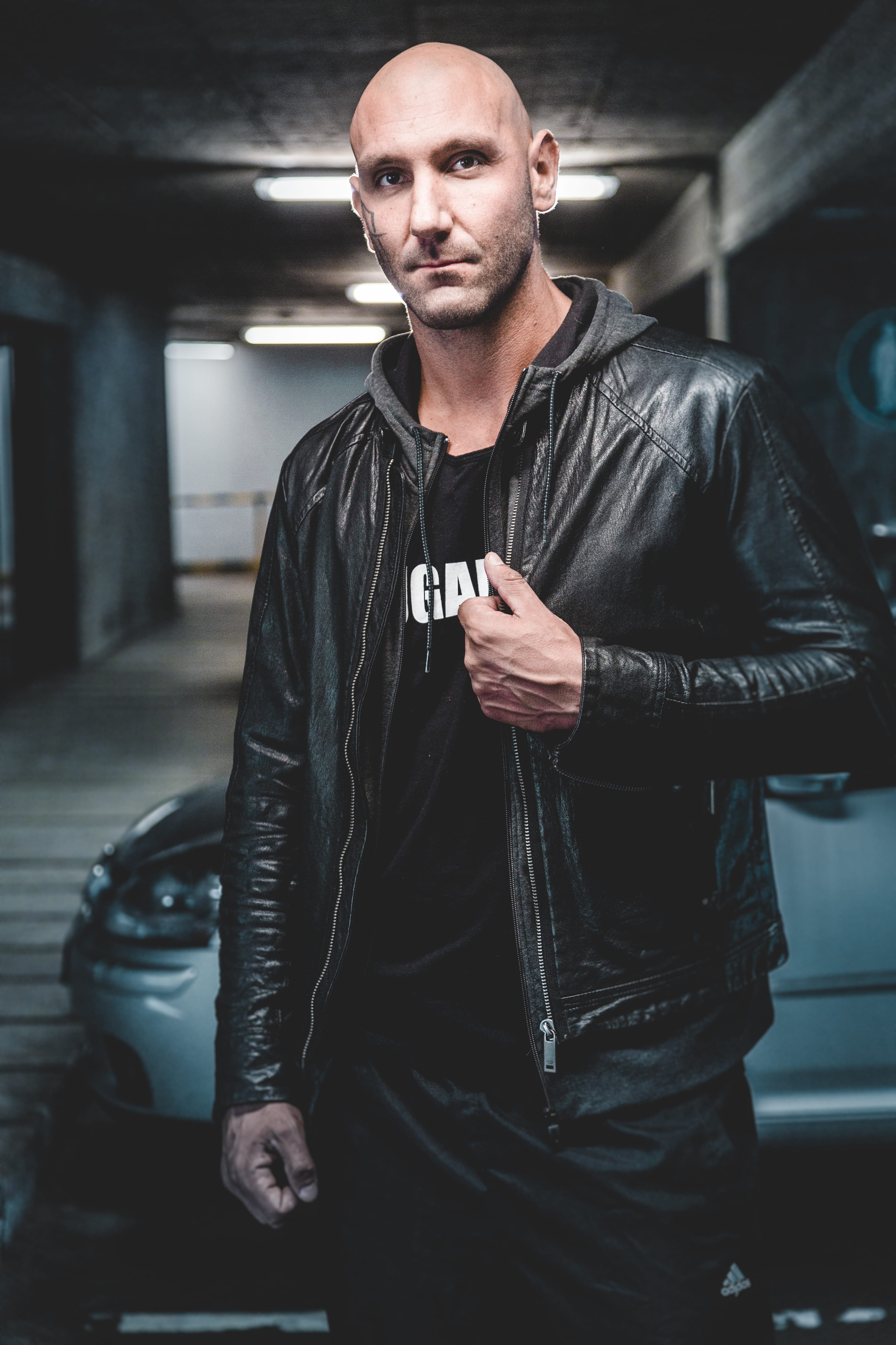 leather, casual clothing, indoors, jacket, mid adult, real people, outerwear, young adult, black, focus on foreground, males, 5K, looking at camera, clothing, Phone HD Wallpaper