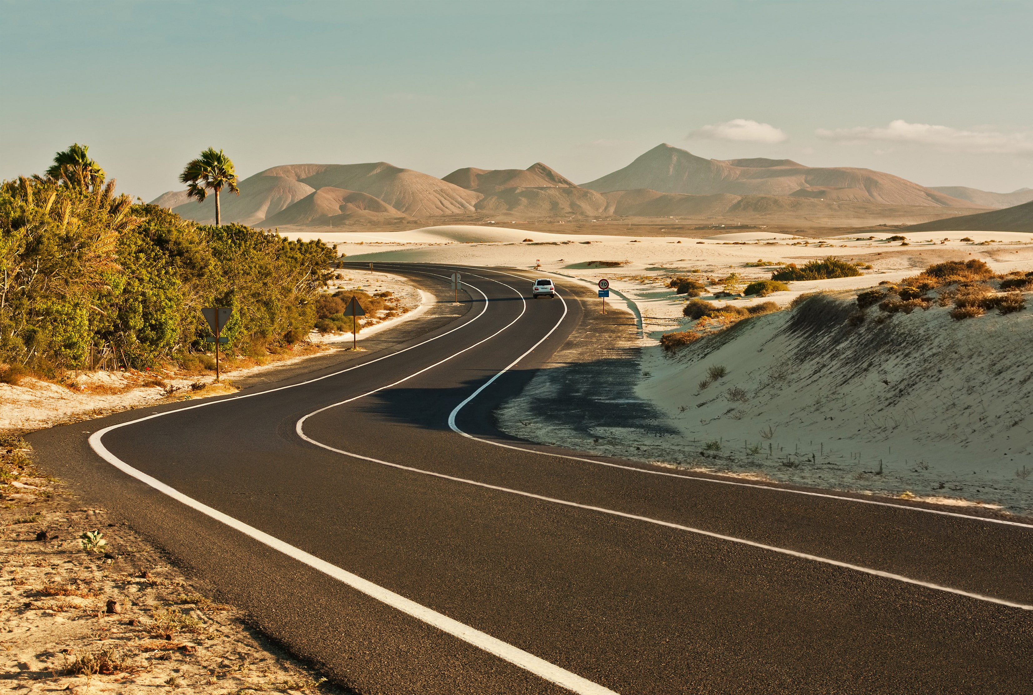road markings, 2K, road, the hills, markings, the machine, HD Wallpaper