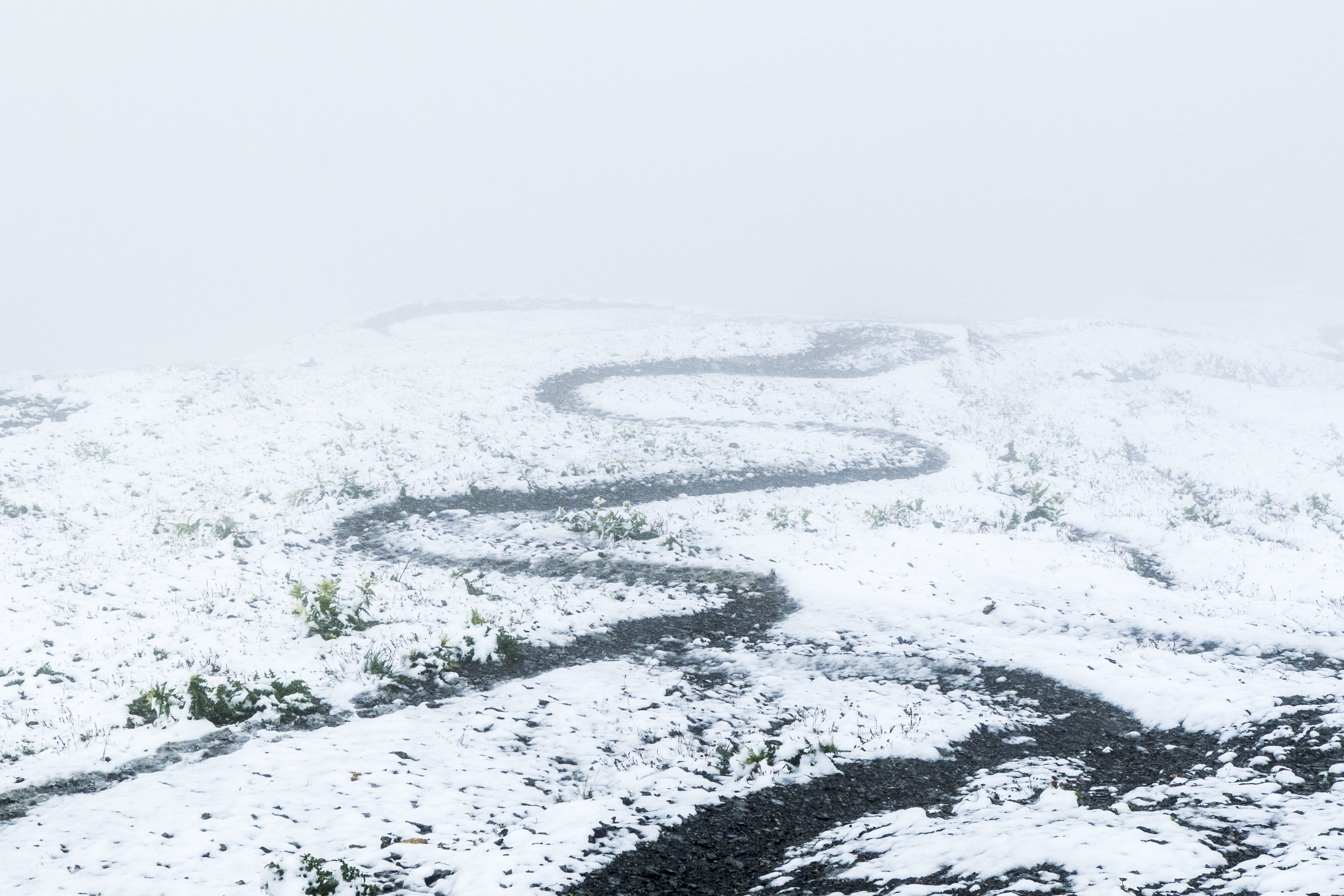 backgrounds, storm, trail, environment, frozen, 2K, outdoors, copy space, landscape, snowing, blizzard, sky, winter, Fog, land, nature, sea, Curves, Path, HD Wallpaper