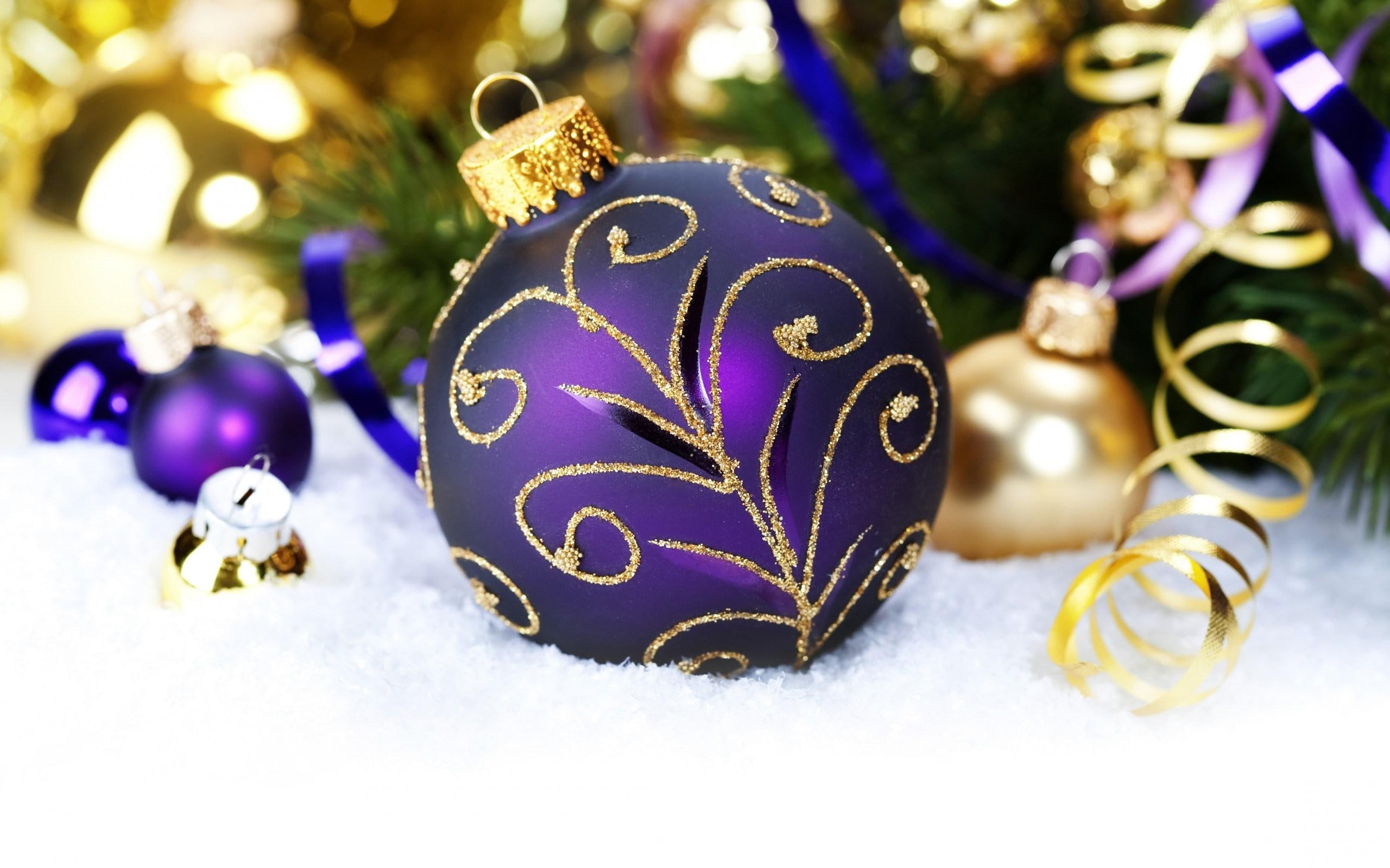 christmas, snow, year, purple, christmass, balls, new, 2K, ball, HD Wallpaper