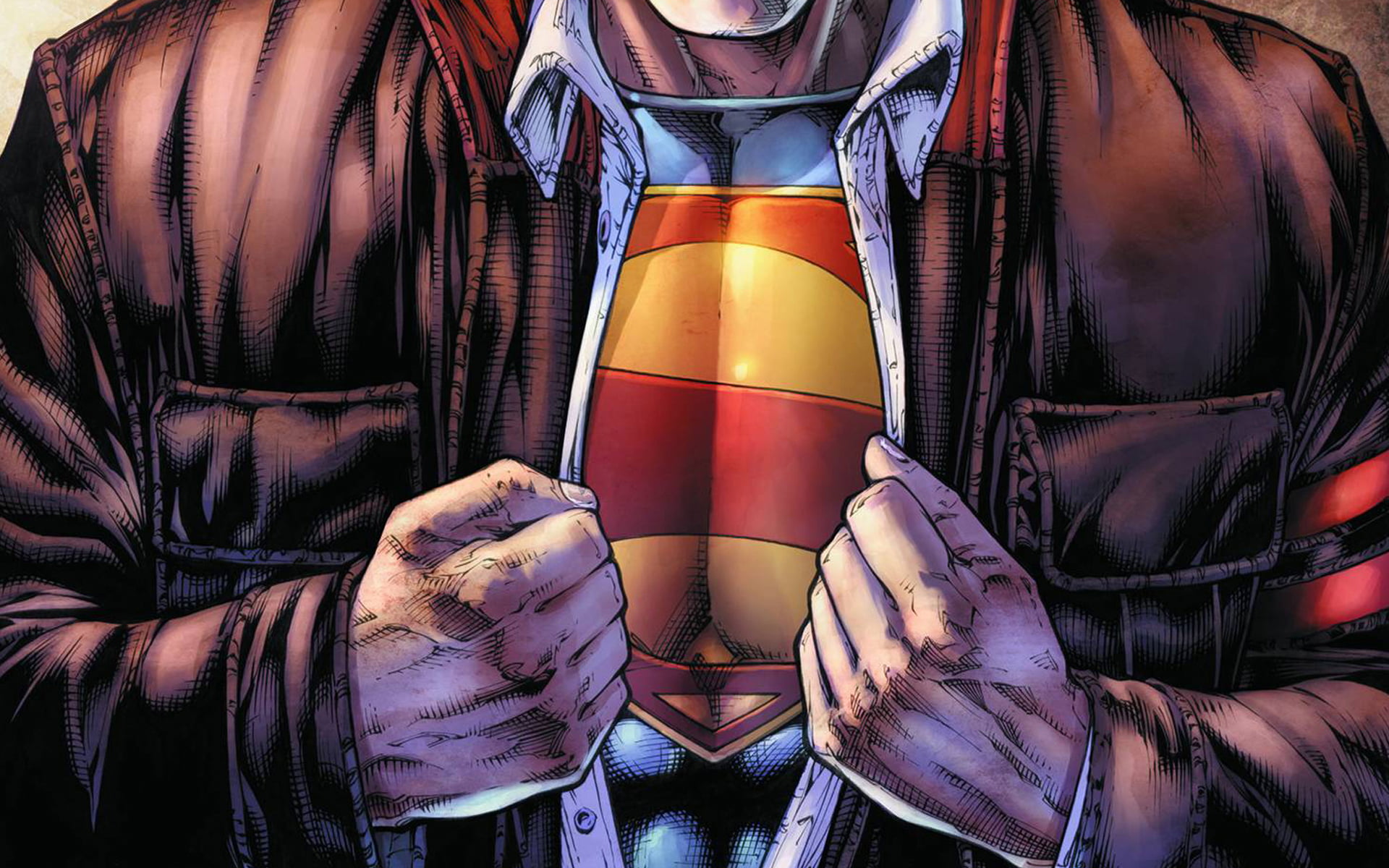 freshness, leather, human body part, clothing, day, 1080P, drink, real people, front view, holding, Superman, midsection, men, adult, close-up, open clothes, HD Wallpaper