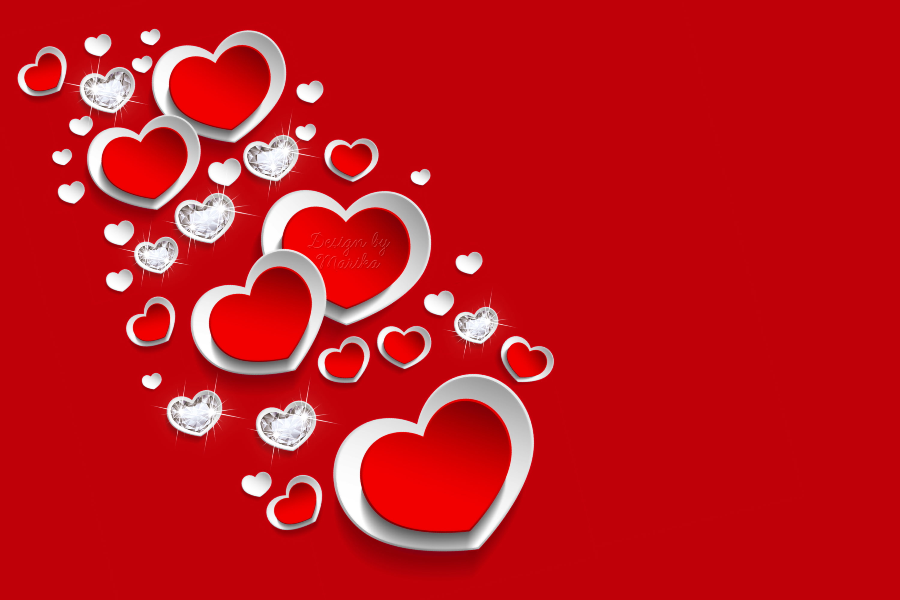 backgrounds, shape, decoration, wedding, 2K, illustration, vector, diamonds, white, red, white color, holiday, symbol, ornate, romance, positive emotion, HD Wallpaper