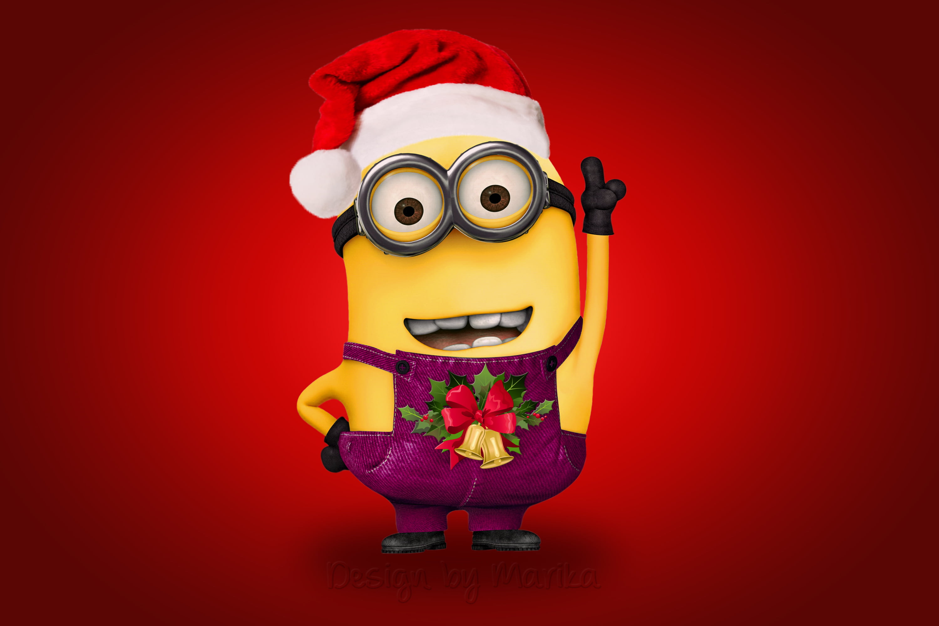 human representation, characters, men, greeting, winter, cultures, toy, New Year, smiling, fun, vector, minion, colored background, Xmas, studio shot, close-up, HD Wallpaper