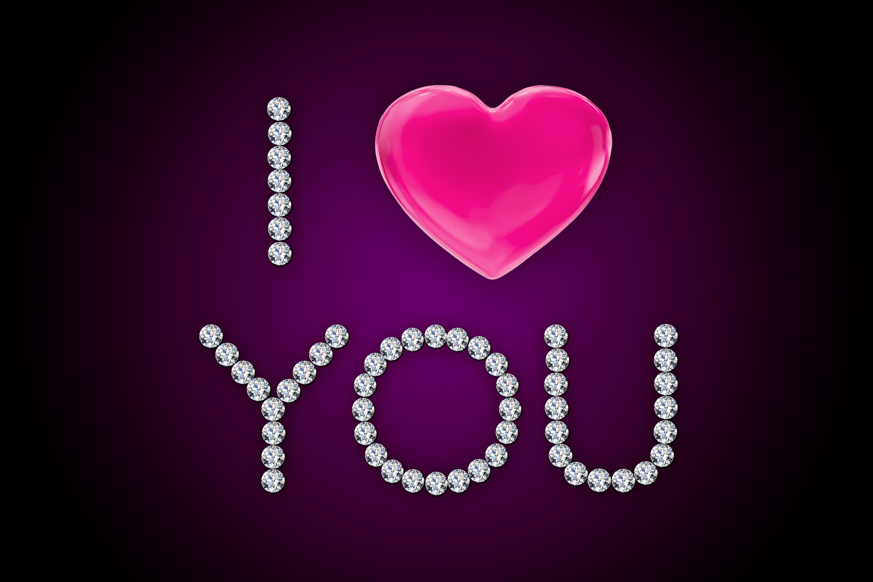 brilliant, design by Marika, heart, 2K, glamour, diamonds, love, i love you, HD Wallpaper