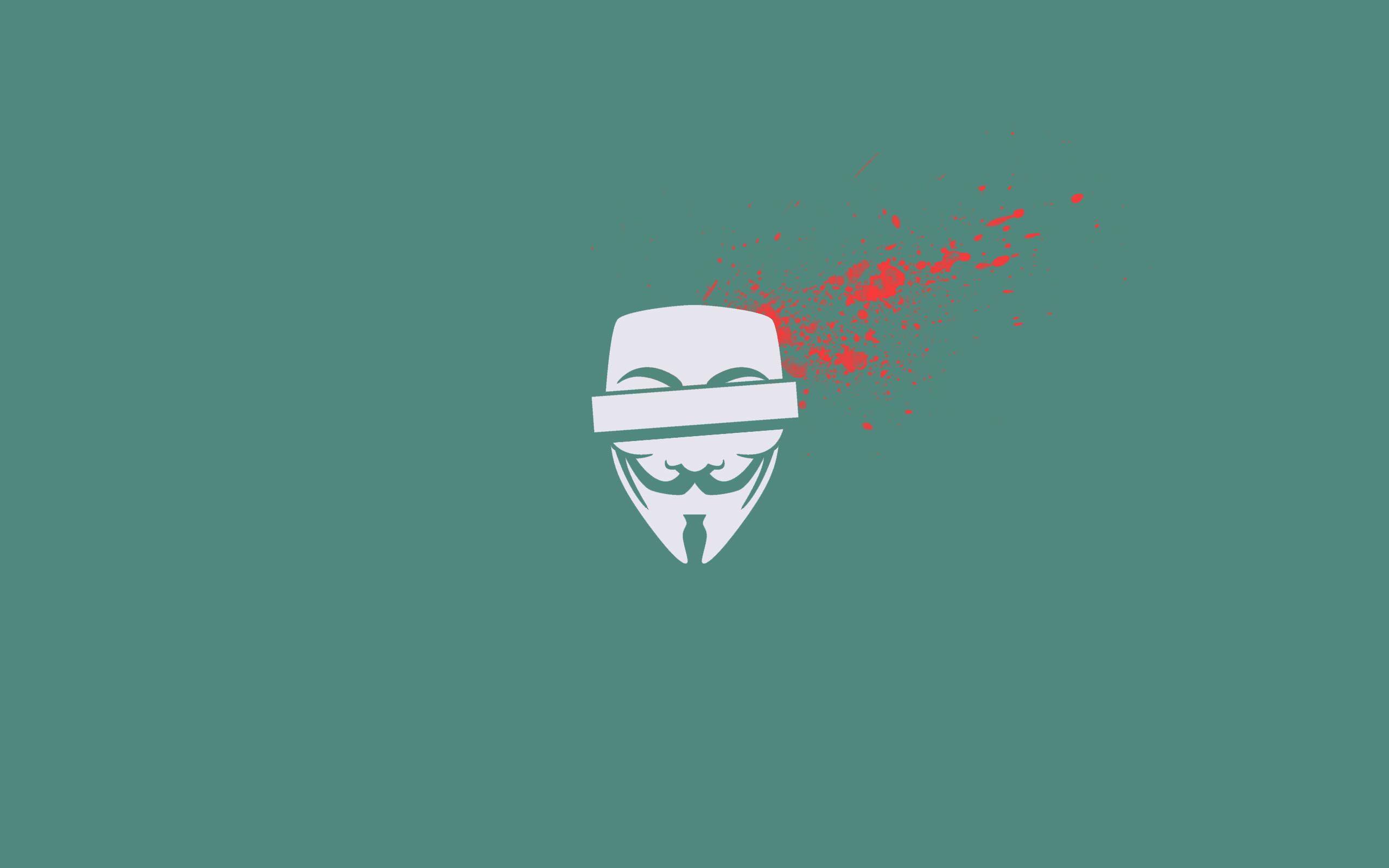 anonymous, vector, splashes, mask, blood, 2K, HD Wallpaper
