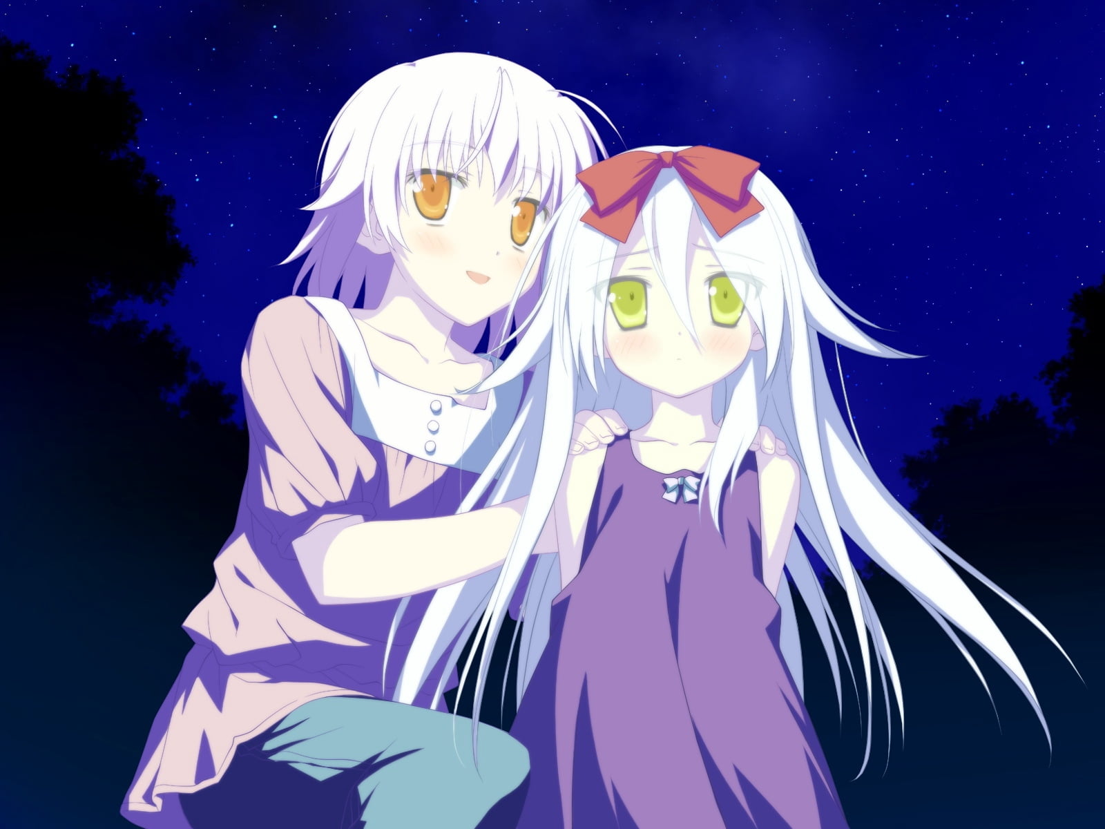waist up, computer Graphic, sky, halloween, star - Space, imagination, men, haired, human Face, evil, nature, two people, moon, shida kazuhiro, mare s ephemeral, HD Wallpaper