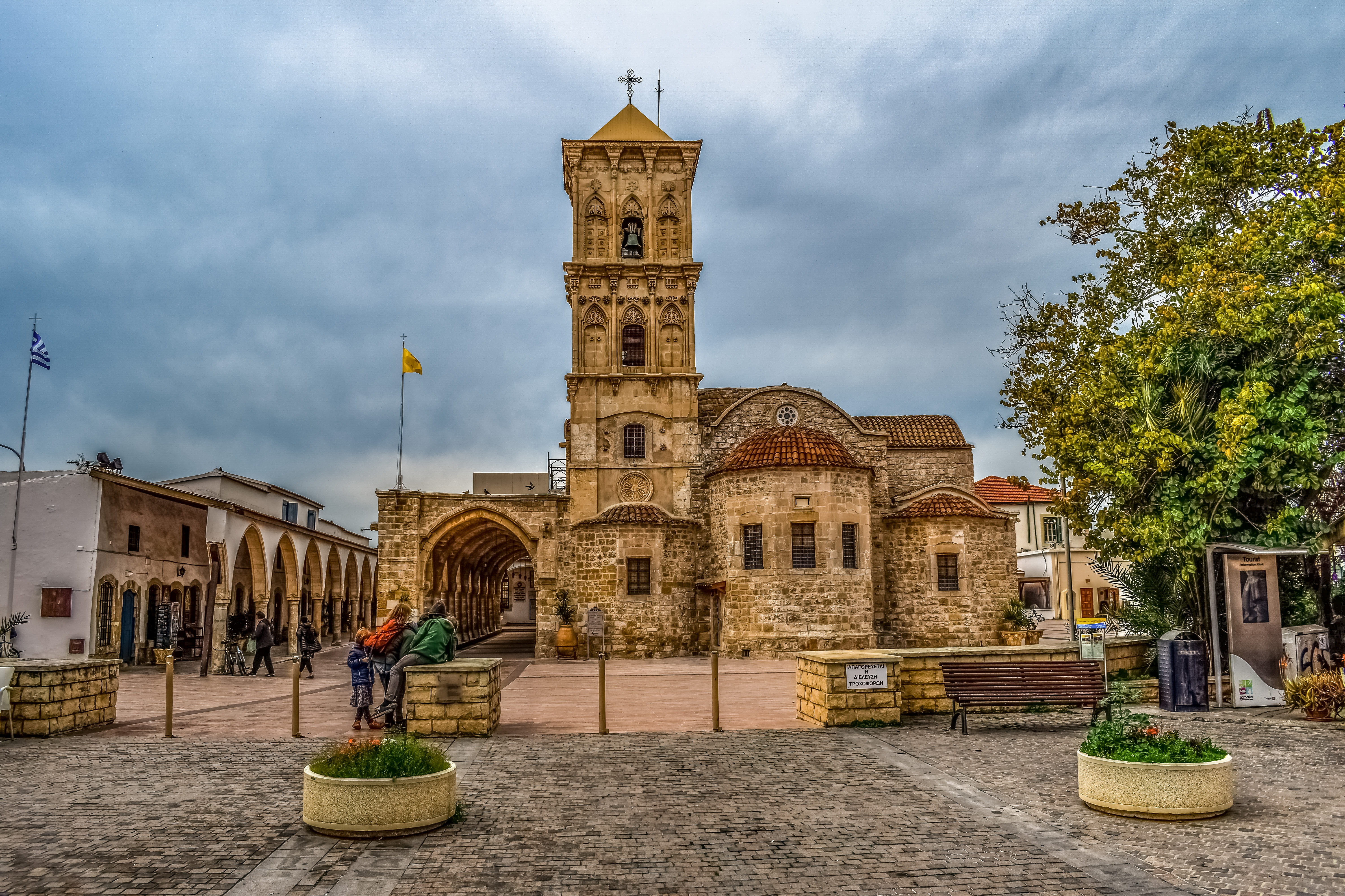 landmark, christianity, ancient, building, plant, nature, lazarus, place of worship, cloud - sky, spirituality, cyprus, outdoors, religion, spire, tree, HD Wallpaper