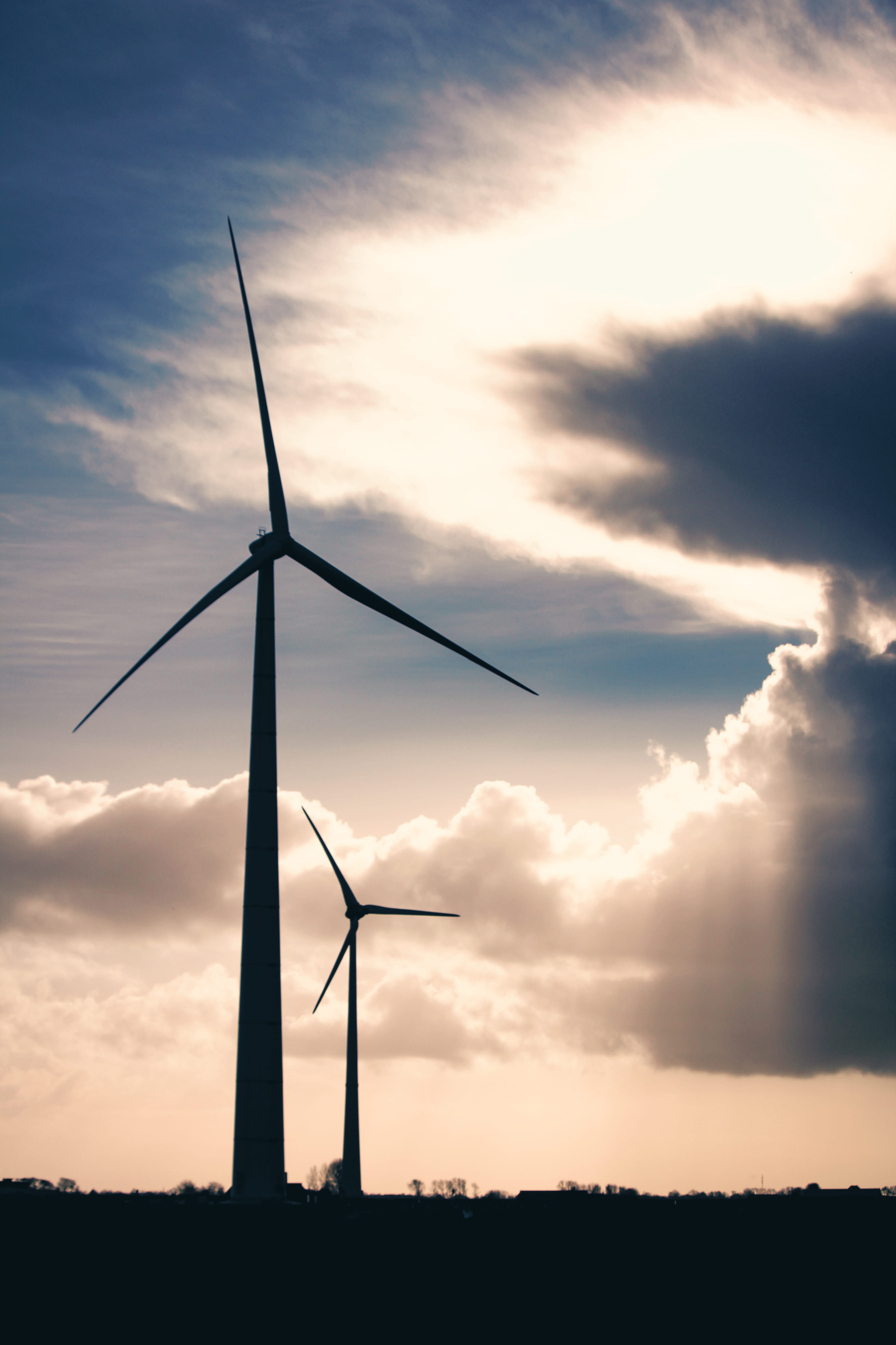 invention, sky, fuel and power generation, alternative, clean-energy, outdoors, generator, windmill, clouds, orange color, power, production, wind turbine, Phone HD Wallpaper