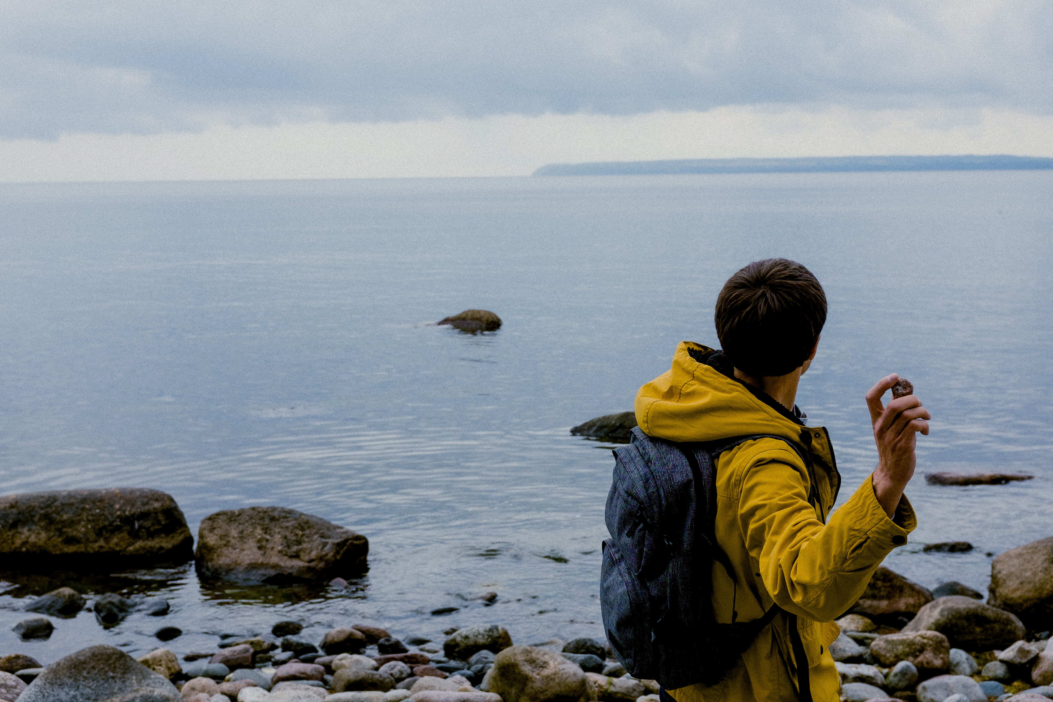 sea, rear view, person, happy, solid, object, rock - object, outdoors, rock, fun, travel, young, communication, girl, hood, scenics, nature, summer, skimming, HD Wallpaper