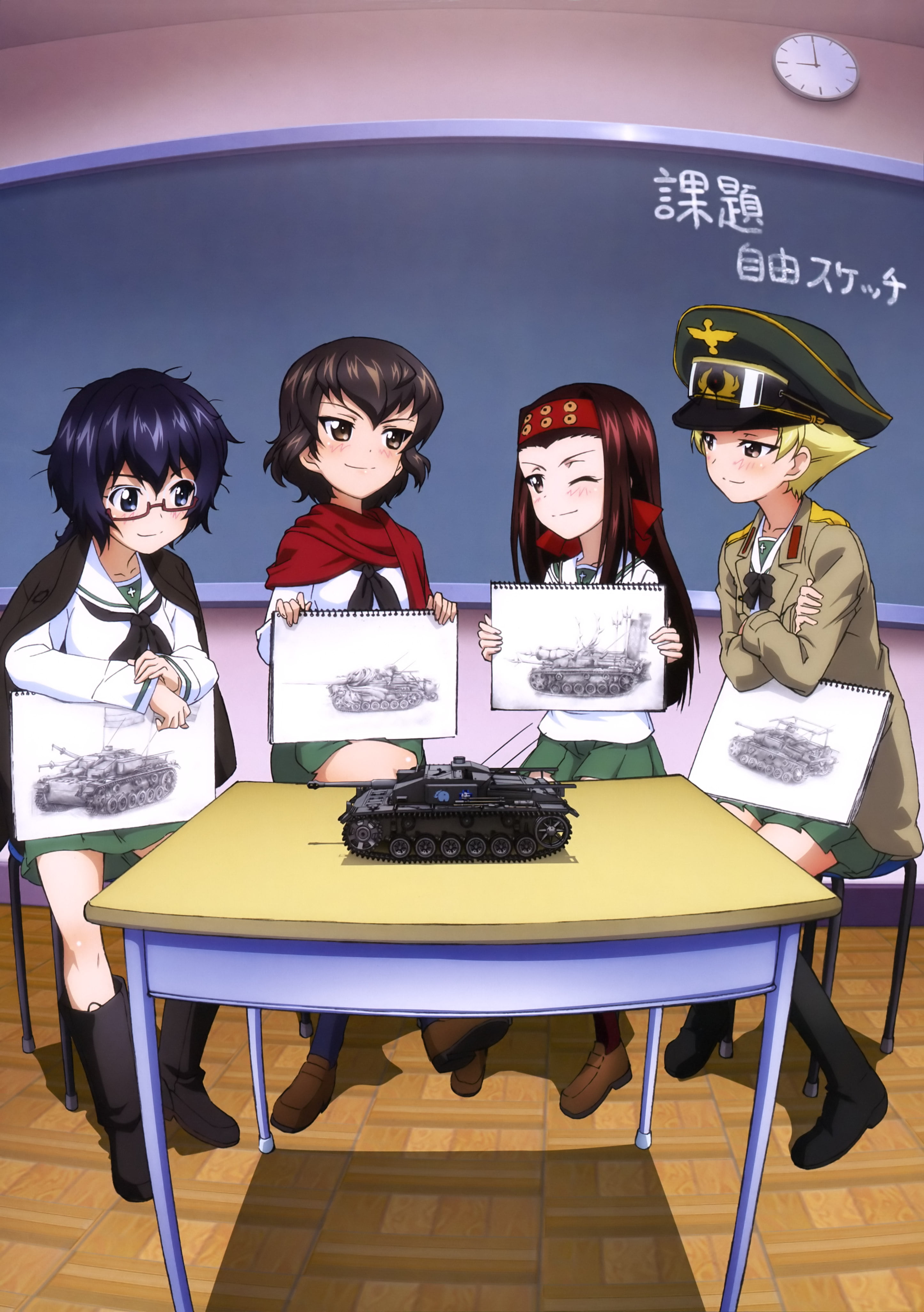 Kiyomi Sugiyama, 4K, Caesar (Girls und Panzer), Erwin (Girls und Panzer), Girls und Panzer, Nogami Takeko, Phone HD Wallpaper