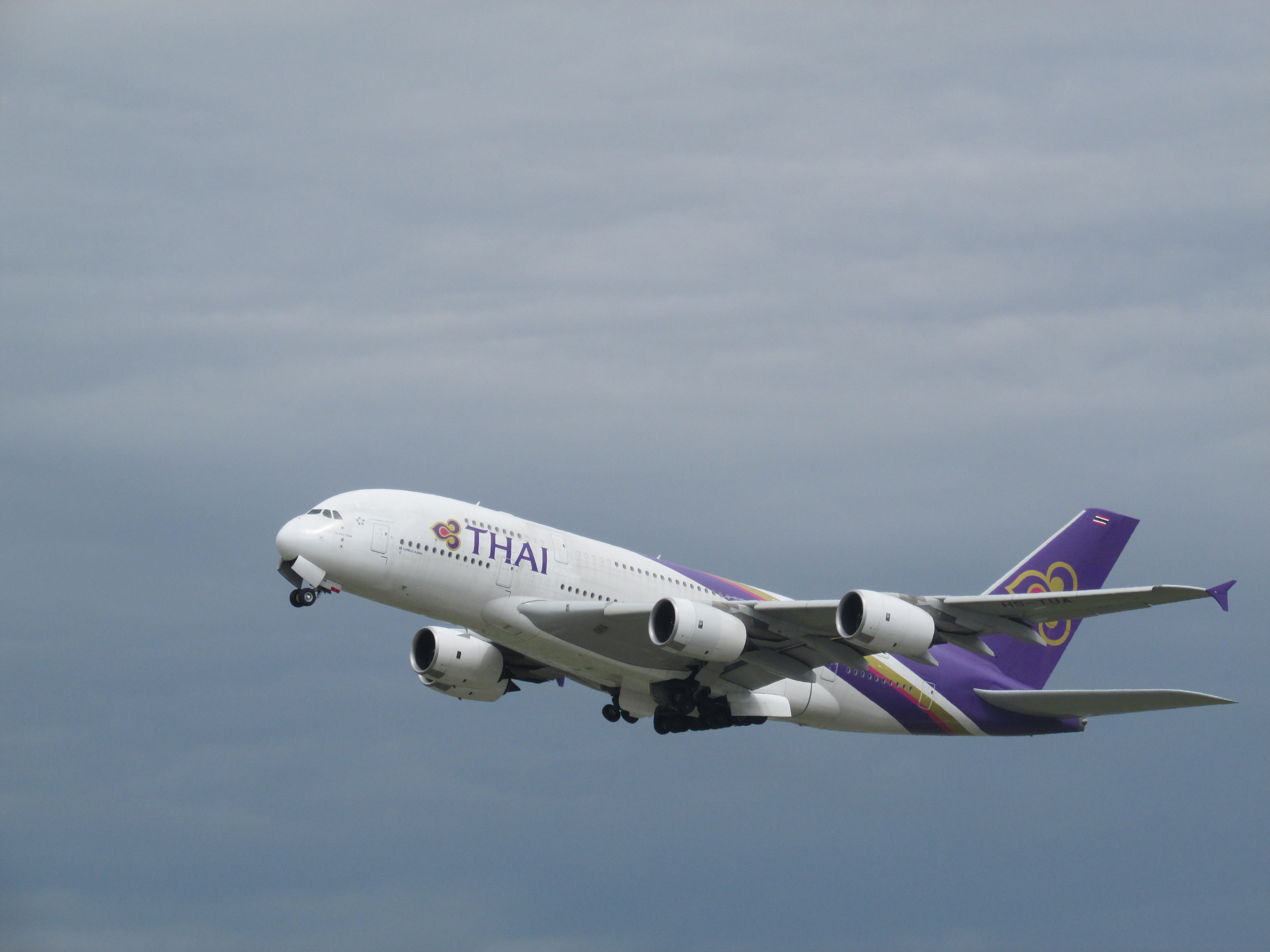 fighter plane, sky, nature, air vehicle, thai, side view, air force, Plane Spotting, army, 4K, white, no people, day, purple, aerospace industry, take off, HD Wallpaper